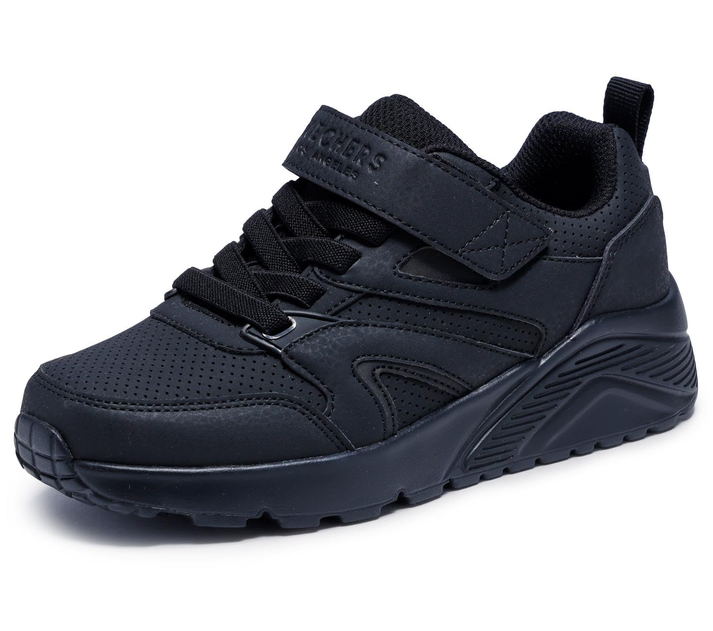 Skechers Boy's Uno Lite Echo Surge Sneakers, Black Synthetic/Black Trim, 11.5 UK Child