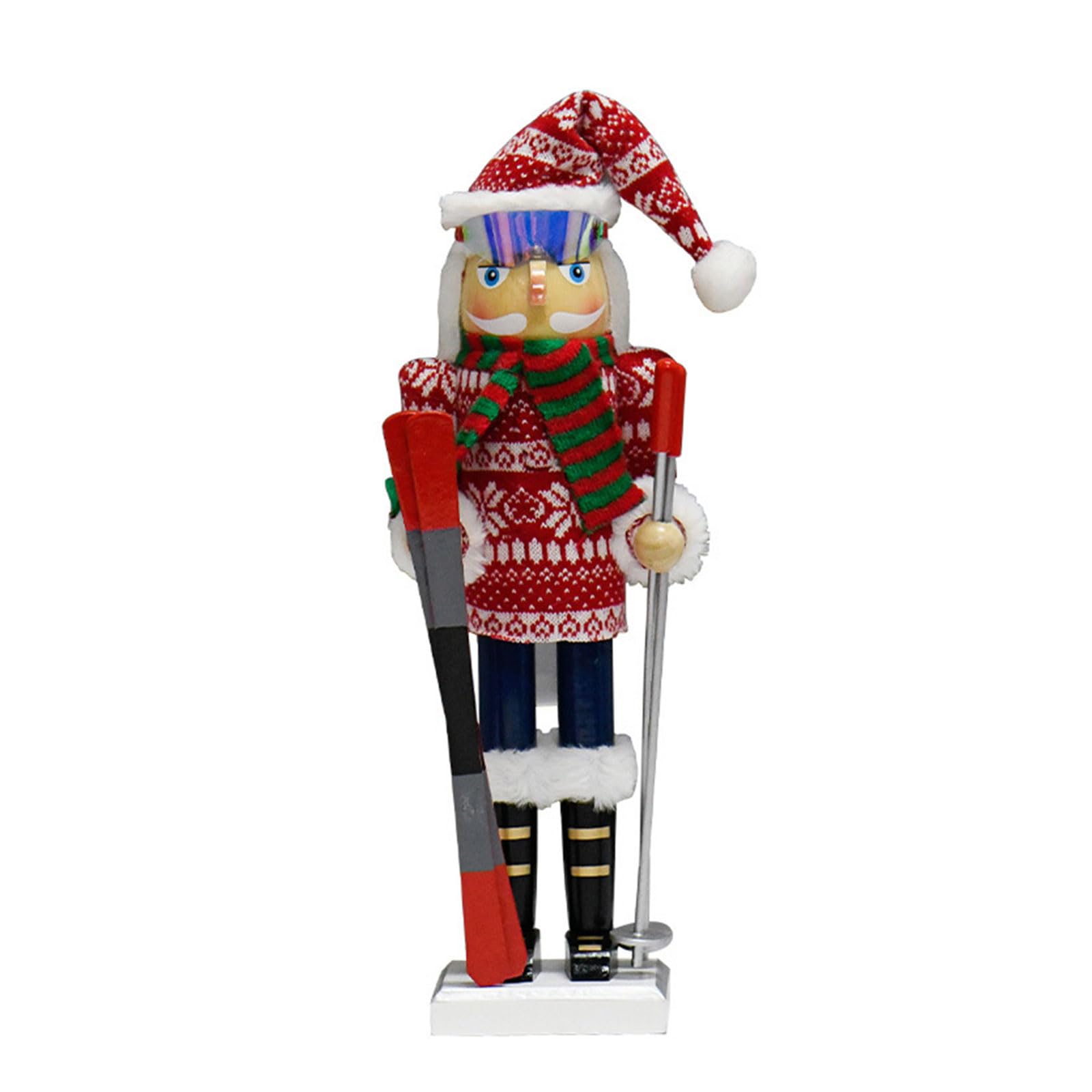 oringnat Christmas Nutcrackers Soldier 38cm Ski Puppet Doll Traditional Wood Holiday Nutcrackers Figure Desktops