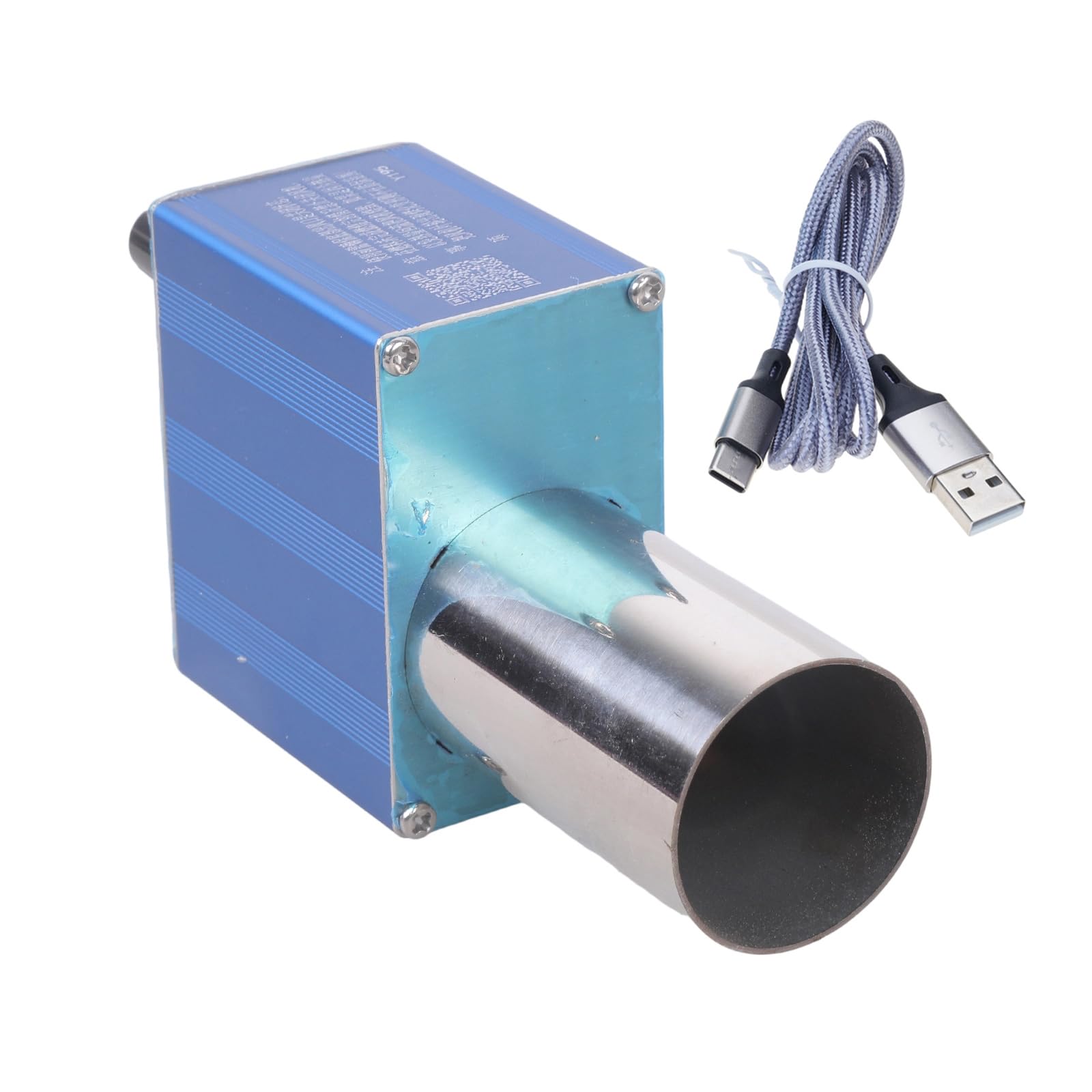 Cazstyk Blue Portable Usb C 5V 12V Direct Current Powered Metal Blower Fan With Speed Control Ventilation For Outdoor Cooking Metal Shell