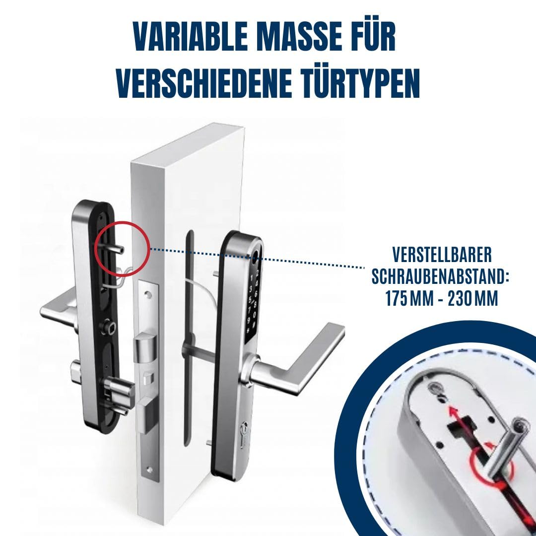 Elektronisches Türschloss SMART Lock Doorknob - 72 mm | 5 Entsperrmethoden: Smartphone, Fingerabdruck, PIN, RFID, Schlüssel; Fernsteuerung per Tuya-App von überall möglich