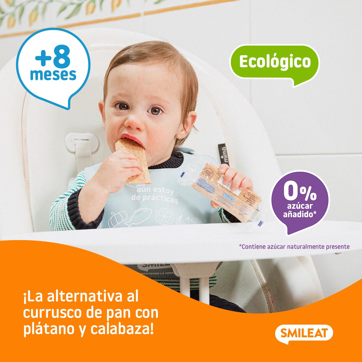 Smileat Panecitos Multicereales Snack +8 Meses Ecológicos Sin Gluten Sin Azúcar Añadido Pack 9 x 60 g
