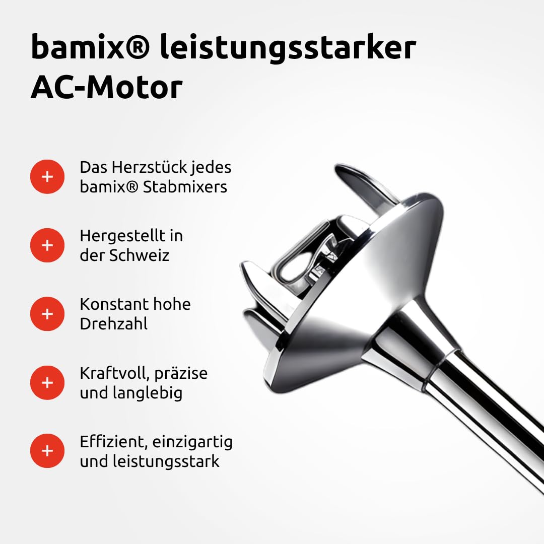bamix Stabmixer Set M160 ONE inkl. Multifunktionsmesser aus Edelstahl, 160 Watt, 2-Stufen, Made in Switzerland, Rot