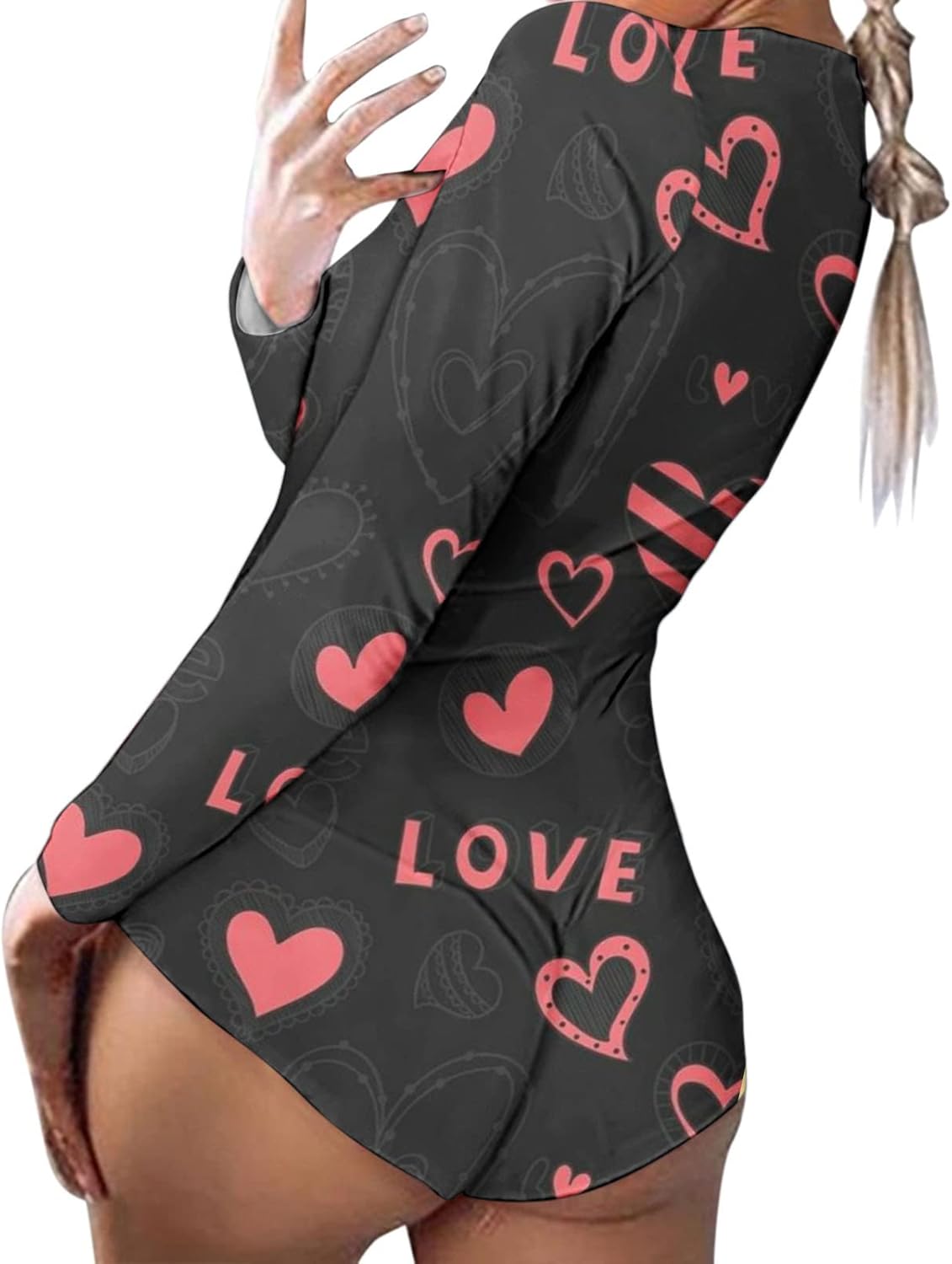 Mono para mujer con estampado sexy, botón trasero, con mariposas, mono de una pieza, pijama de una pieza, pijama de entrenamiento de cuerpo entero