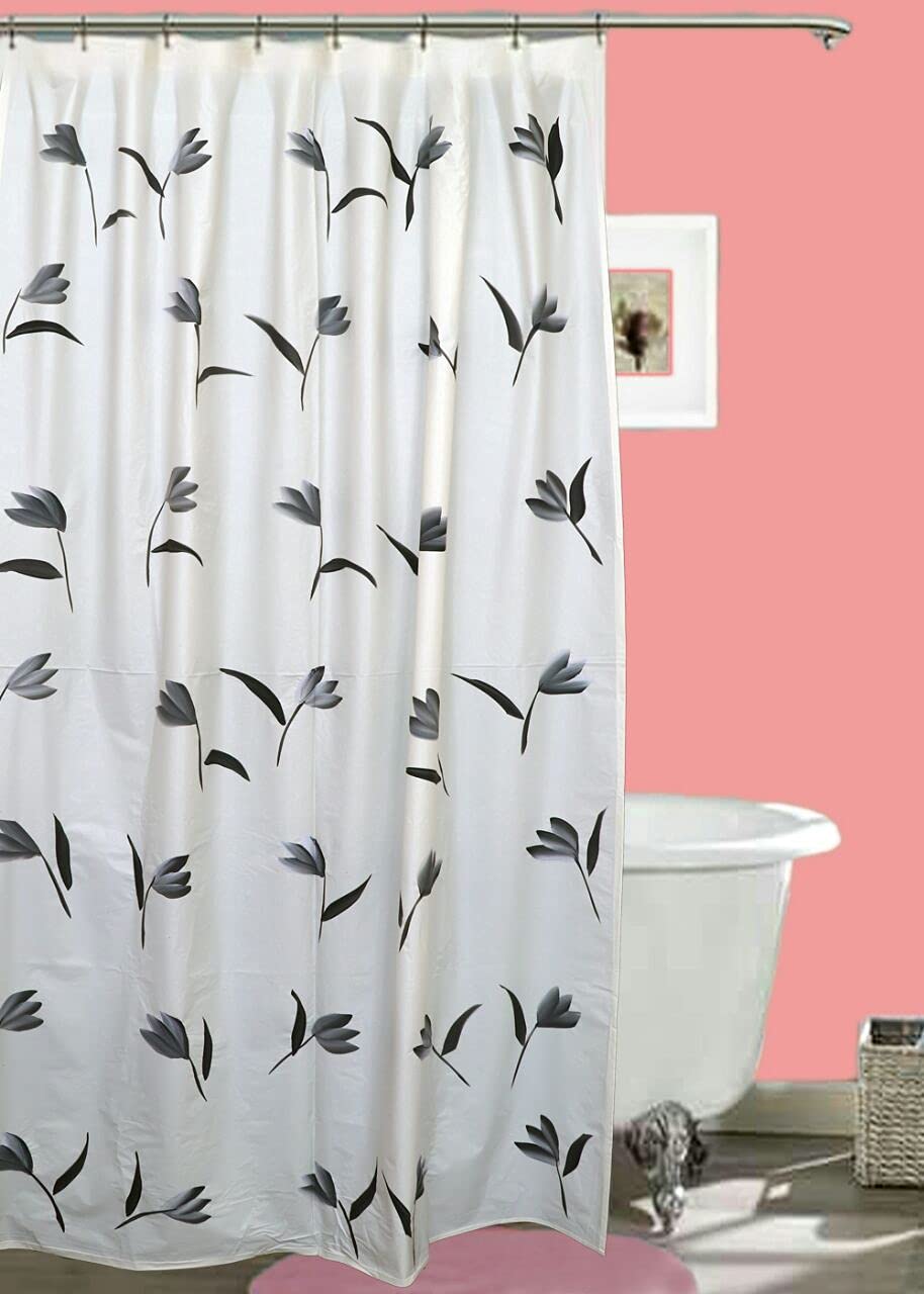 Floral Shower Curtain - Waterproof & 7 Feet -1