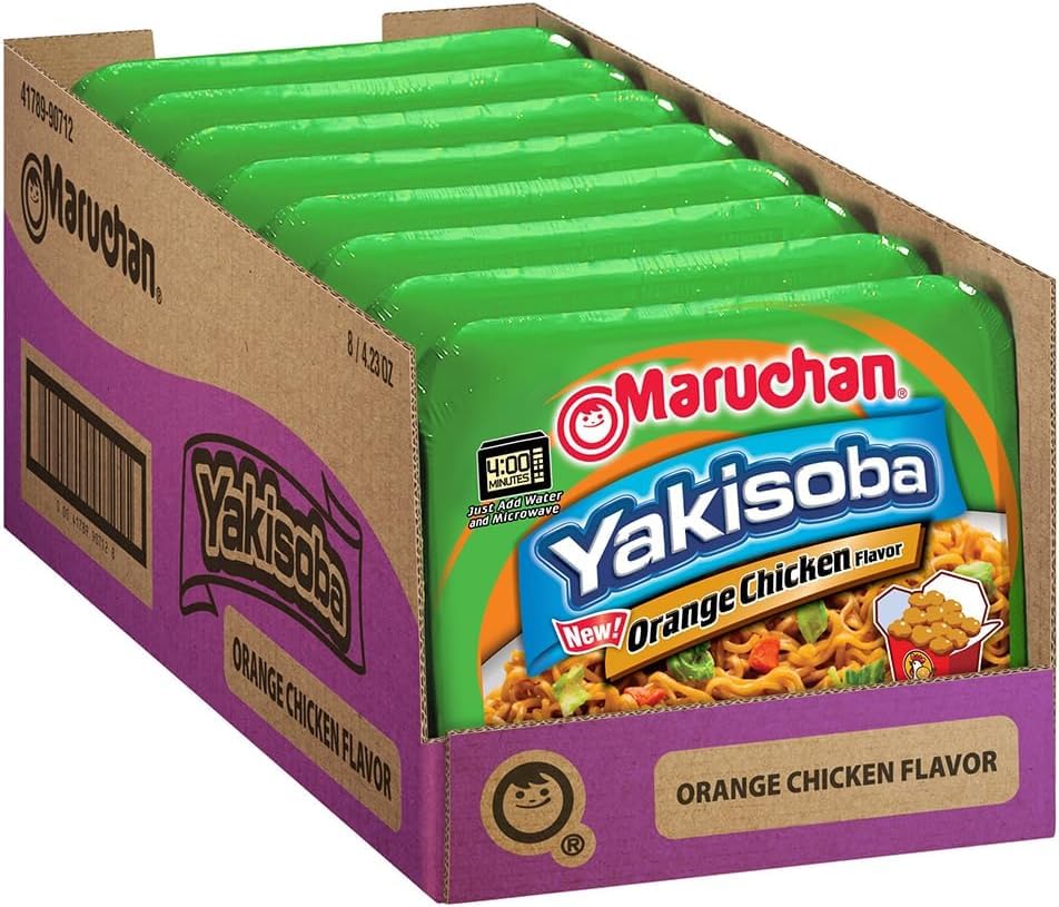 Image of Maruchan Yakisoba Orange Chicken, Japanese Instant Ramen Noodles, 4.23 Oz, 8 Count (Pack of 5)