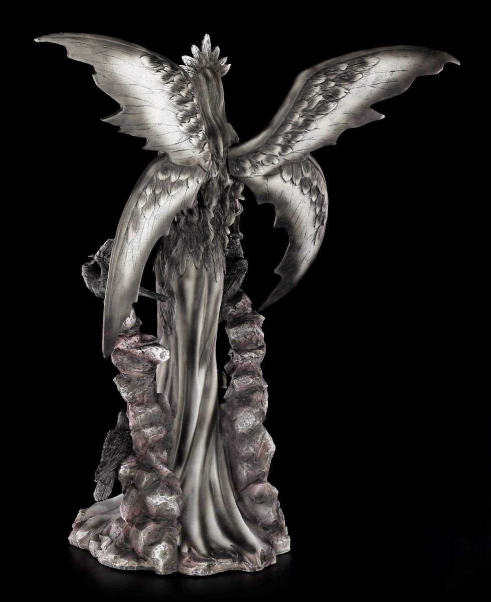 Figuren Shop GmbH Statuetta Elfo - Notte Il Corvo - Gotico Angelo Statua 62 Cm