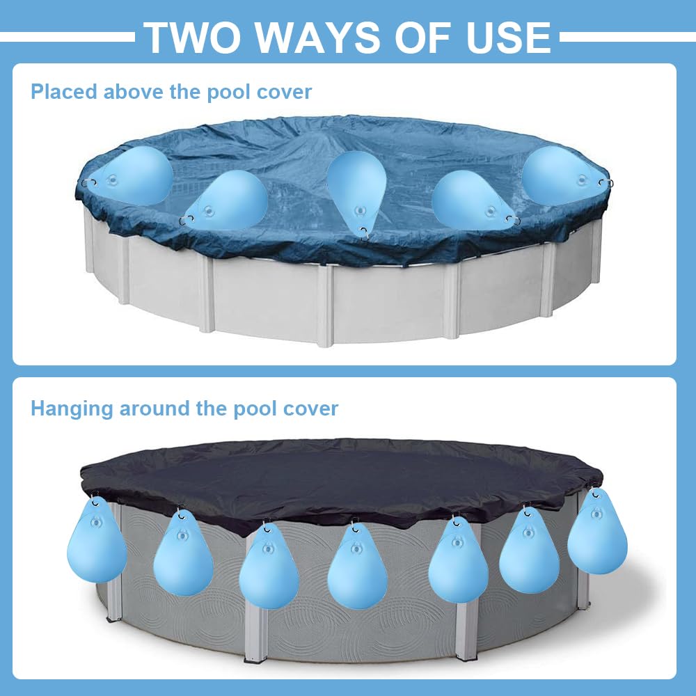 Lot De 12 Sacs De Lestage Pour Bâche Piscine – PVC épais Résistant Gel, Forme Goutte, Avec Crochets – Protection Hiver, Coupe-vent - 4