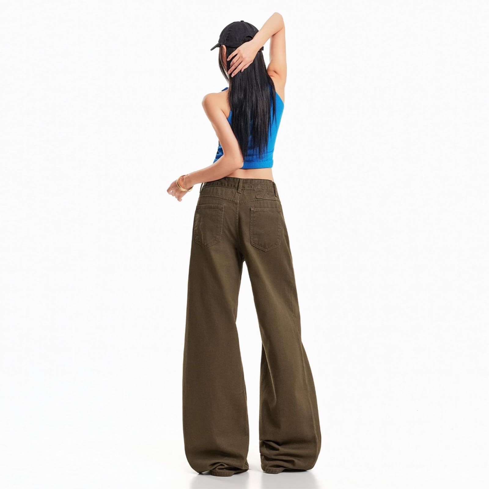 Jeans Donna Retro, A Calzatura Sciolta, Dimagranti, Lungo Il Pavimento – Confortevoli E Versatili -marrone-xl-l28