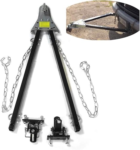 HTTMT - US-FF801-BK- Soporte de parachoques de barra de remolque ajustable de 5000 libras con cadenas de sistema de autocaravana, camión, Jeep