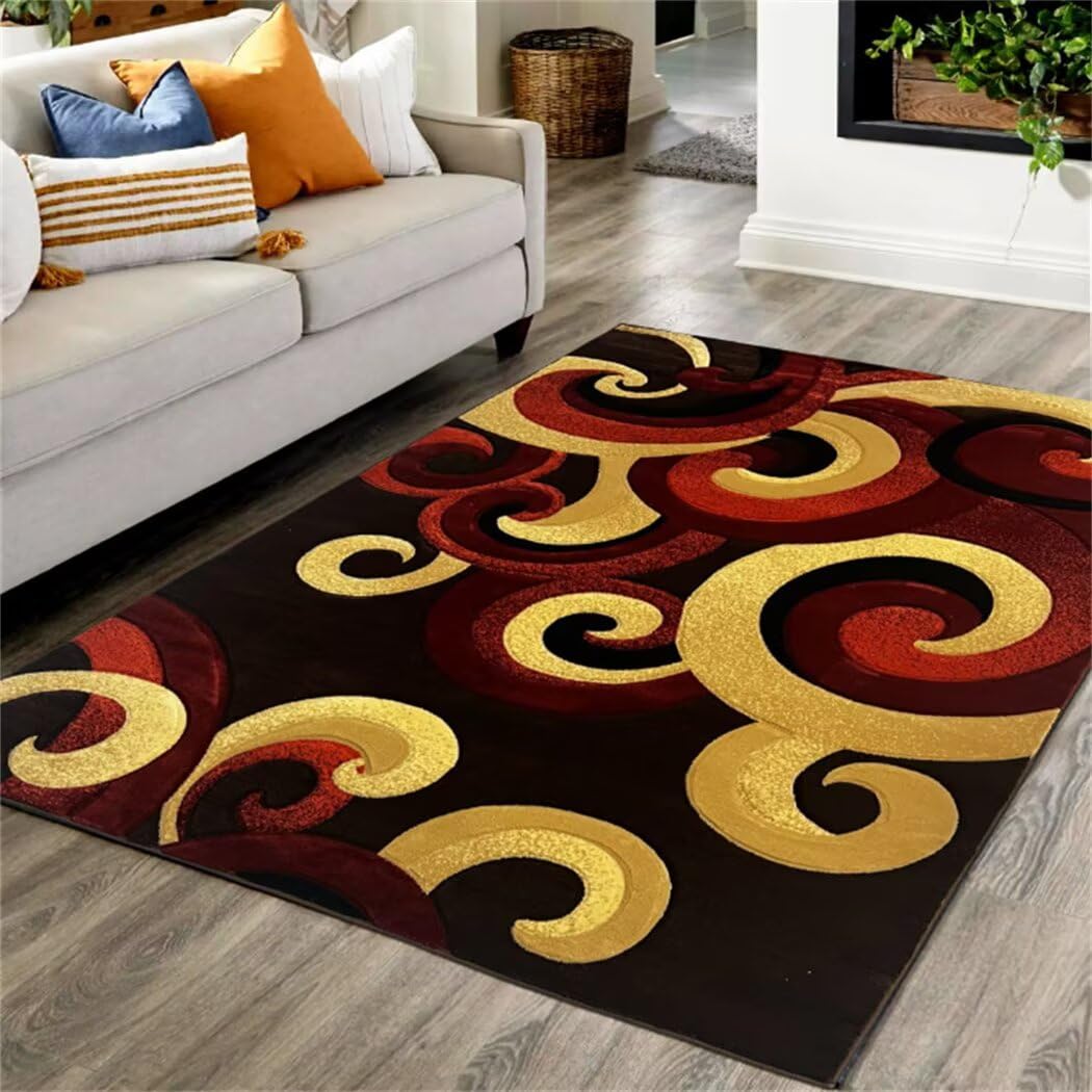 Tapis abstrait brun haut de gamme pour décoration intérieure moderne