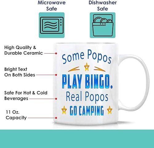 Miniatura 2 de Humorous Bingo Camping Gift for Grandma on Mother's Day, for Popos - 11 Oz White Ceramic Coffee Mug