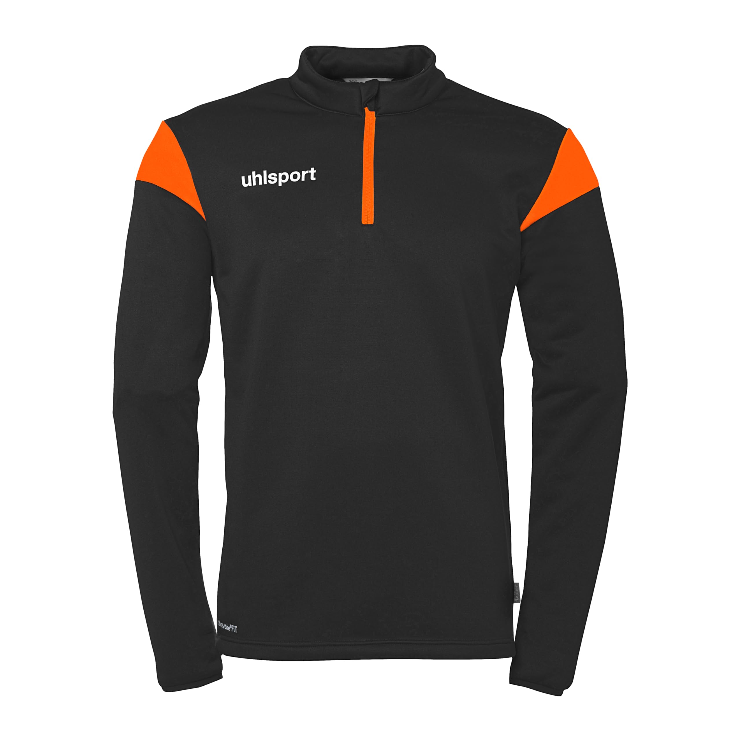 uhlsport Squad 27 1/4 Zip Top, Unisex Pullover Sweater, schwarz/fluo orange,
