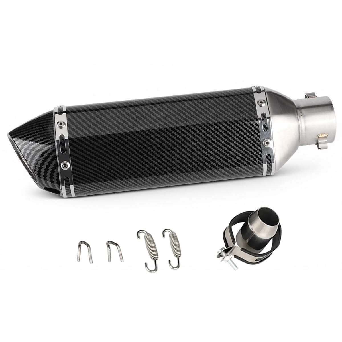 MOCOERL Motorrad Auspuff Schalldämpfer 38-51mm 1.5-2" Einlass Slip On mit abnehmbaren DB Killer für Yamaha Suzuki Kohlefaser-Stil