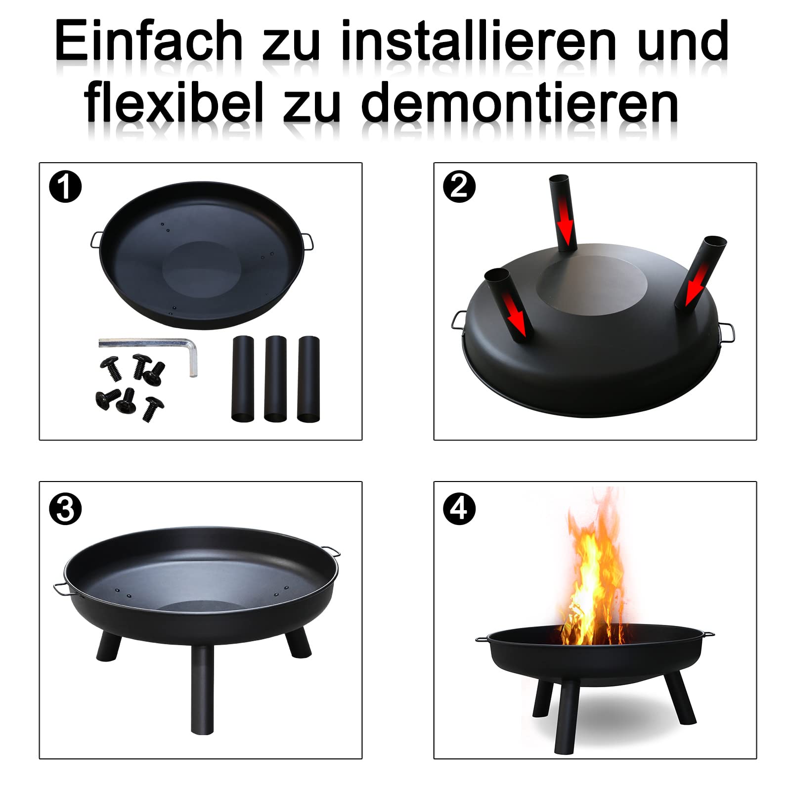 Sonnewelt Braciere Ø 75 cm, braciere per esterni con maniglie