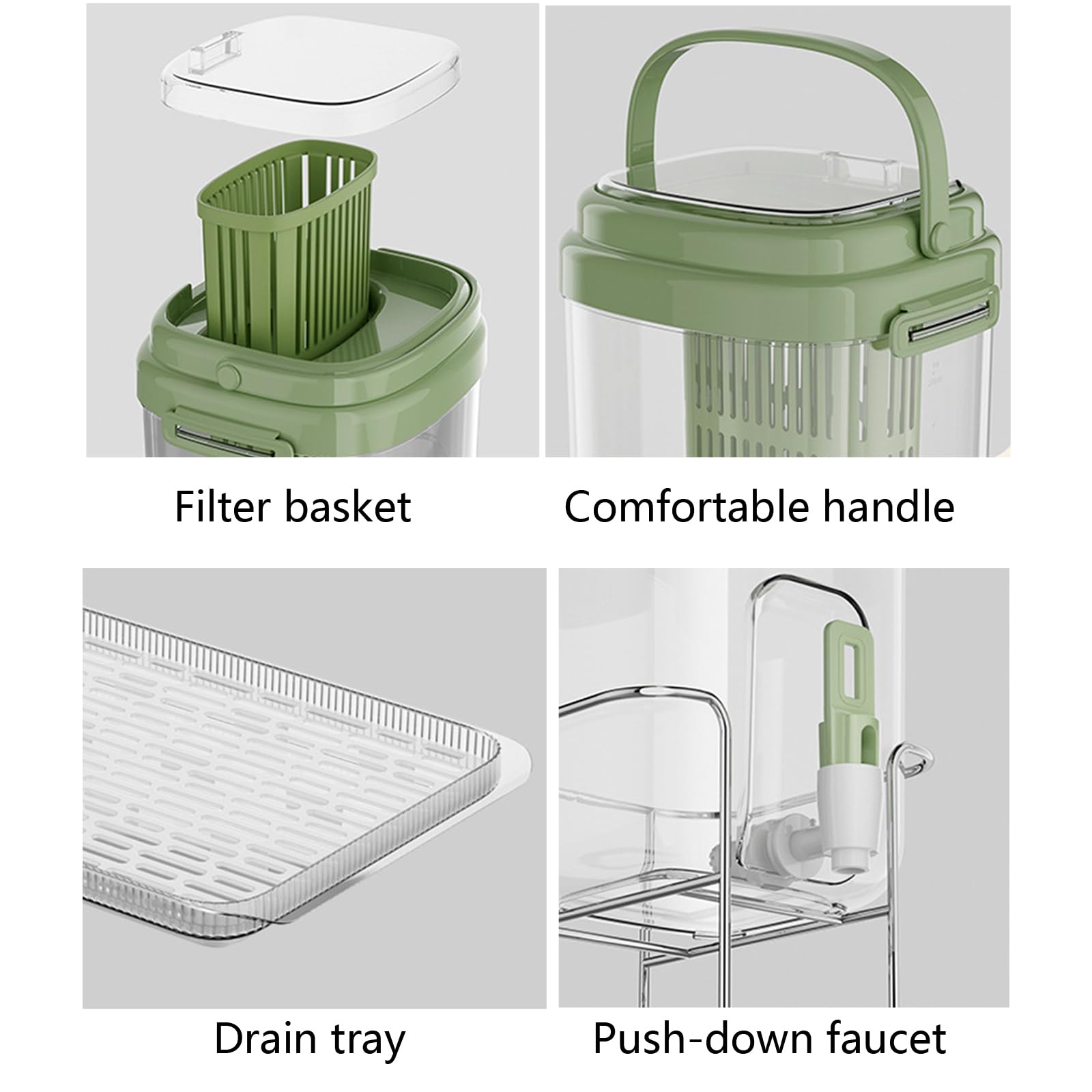Distributore di bevande fredde in plastica a prova di perdite, con rubinetto, per frigorifero, caraffa d'acqua, frigorifero, stoccaggio