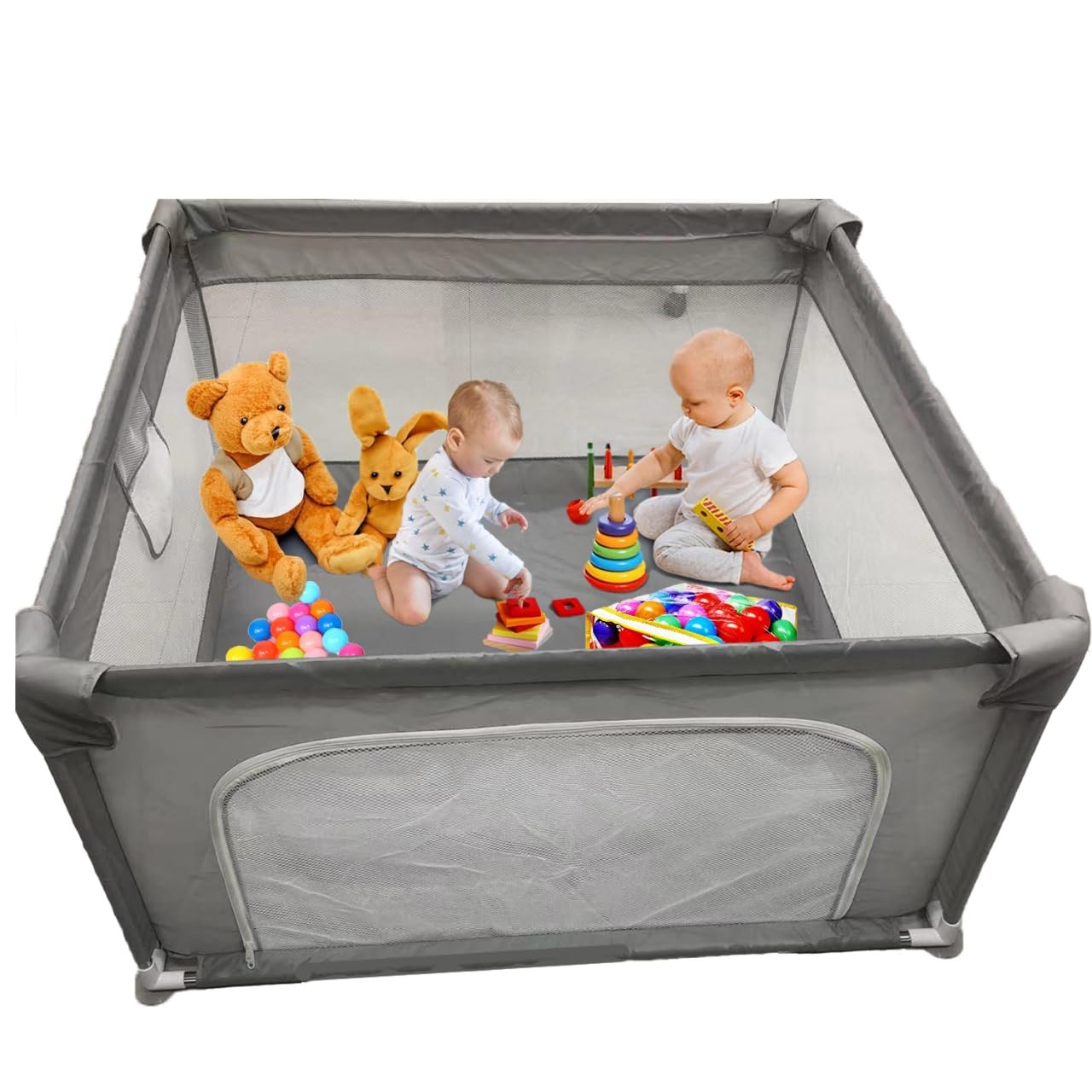 TREATY Baby Playpen for Indoor-Outdoor | Playpen for Baby and Toddlers | Large Play Pen for Babies and Toddlers (Rectangular)