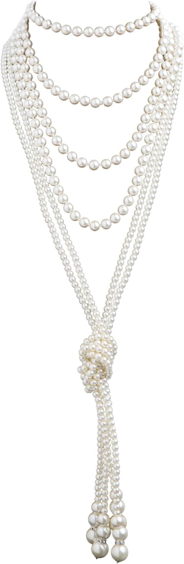 1920s Gatsby Accessories Set for Women Flapper Headband Costume Headpiece Necklace Gloves