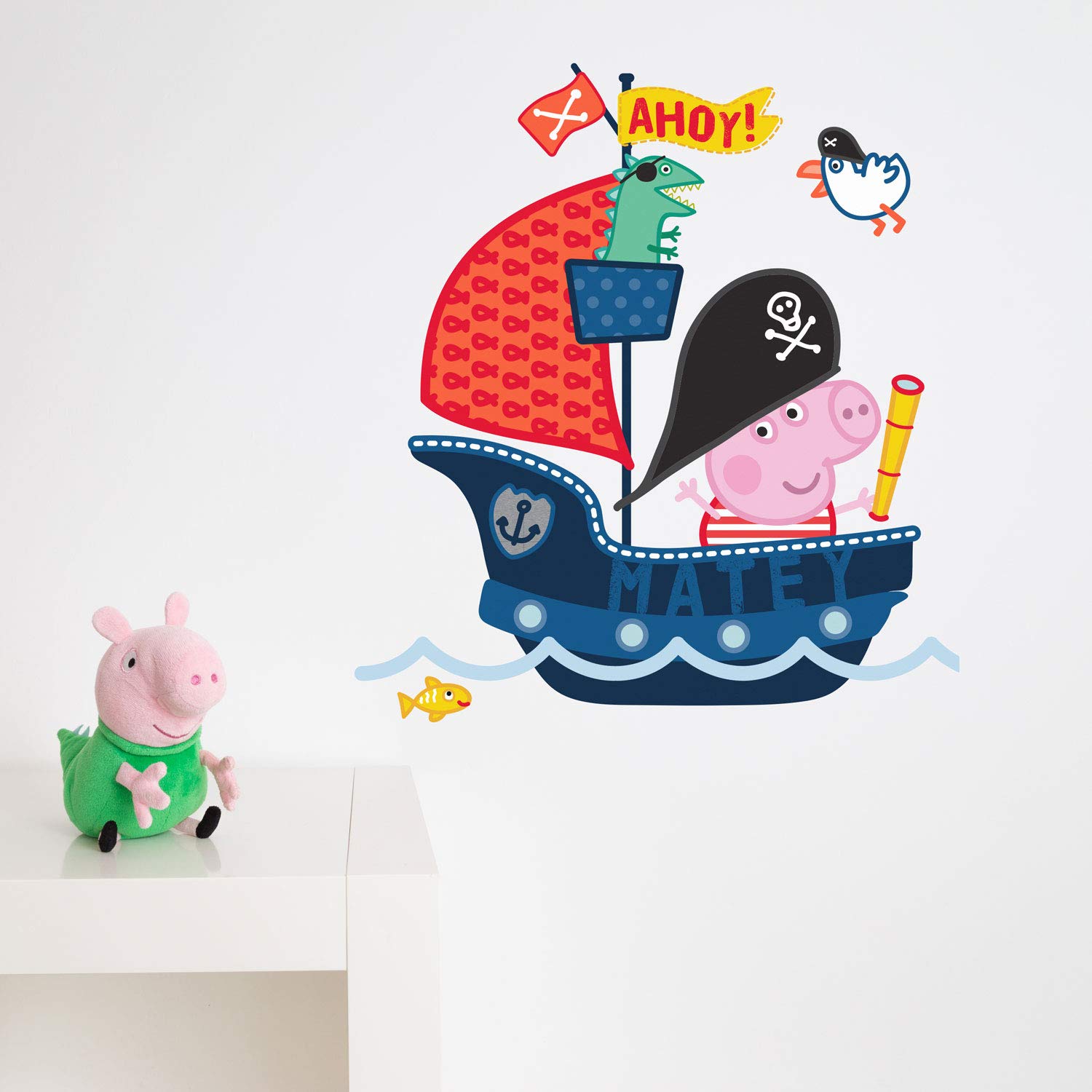 Stickerscape Peppa Pig George Wall Stickers (George’s Pirate Ship - Regular Size)| Official Peppa Pig Wall Decal, Wall Decor | Easy to Apply, Cleanly Removable