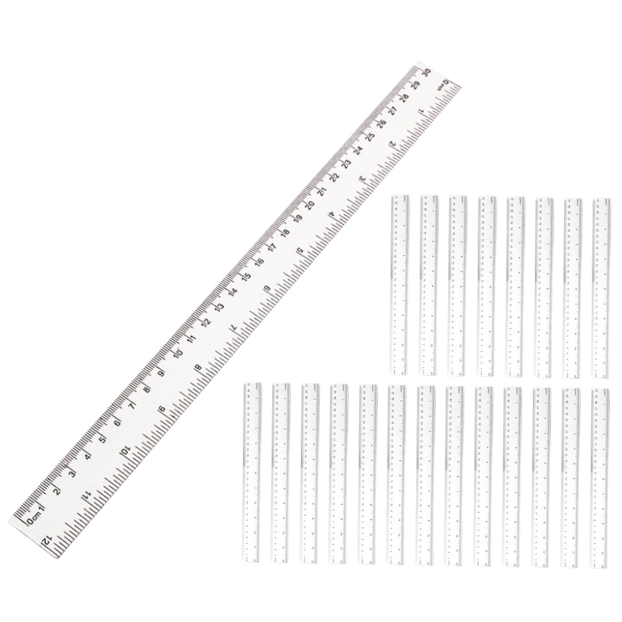 Righello Misuratore 50 Pezzi in Plastica, Strumento di Misurazione | Festa Scuola Decor, Disegno e Casa, Design Trasparente Ergonomico, Uso per Template e Grafica