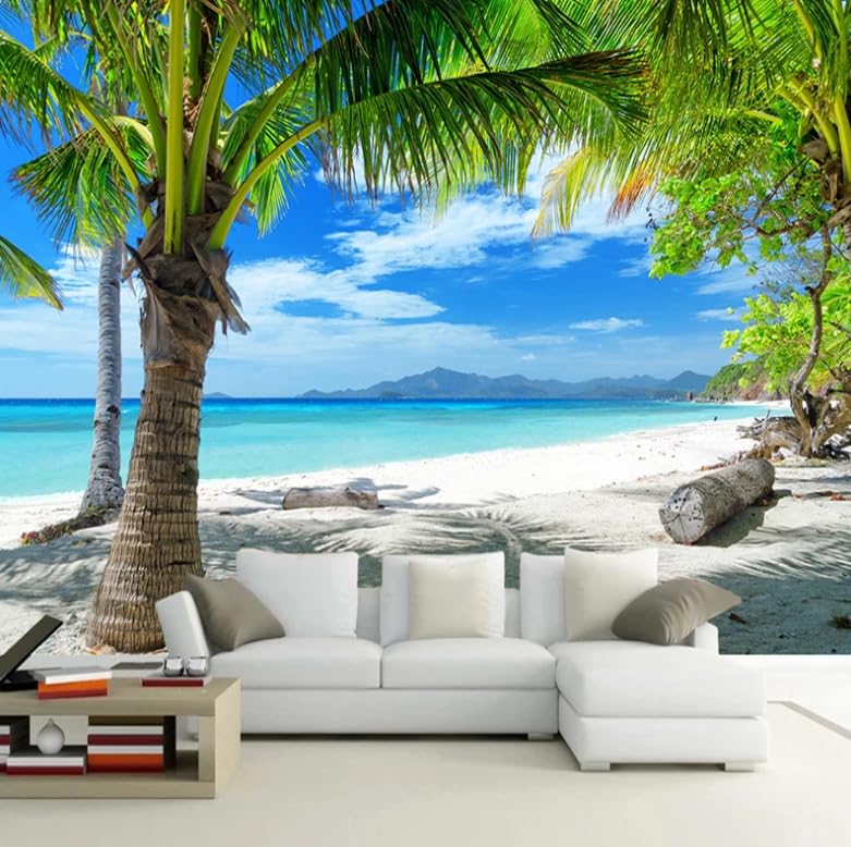 Papier peint 3D mer paysage marin grand format pour fond TV et salon moderne