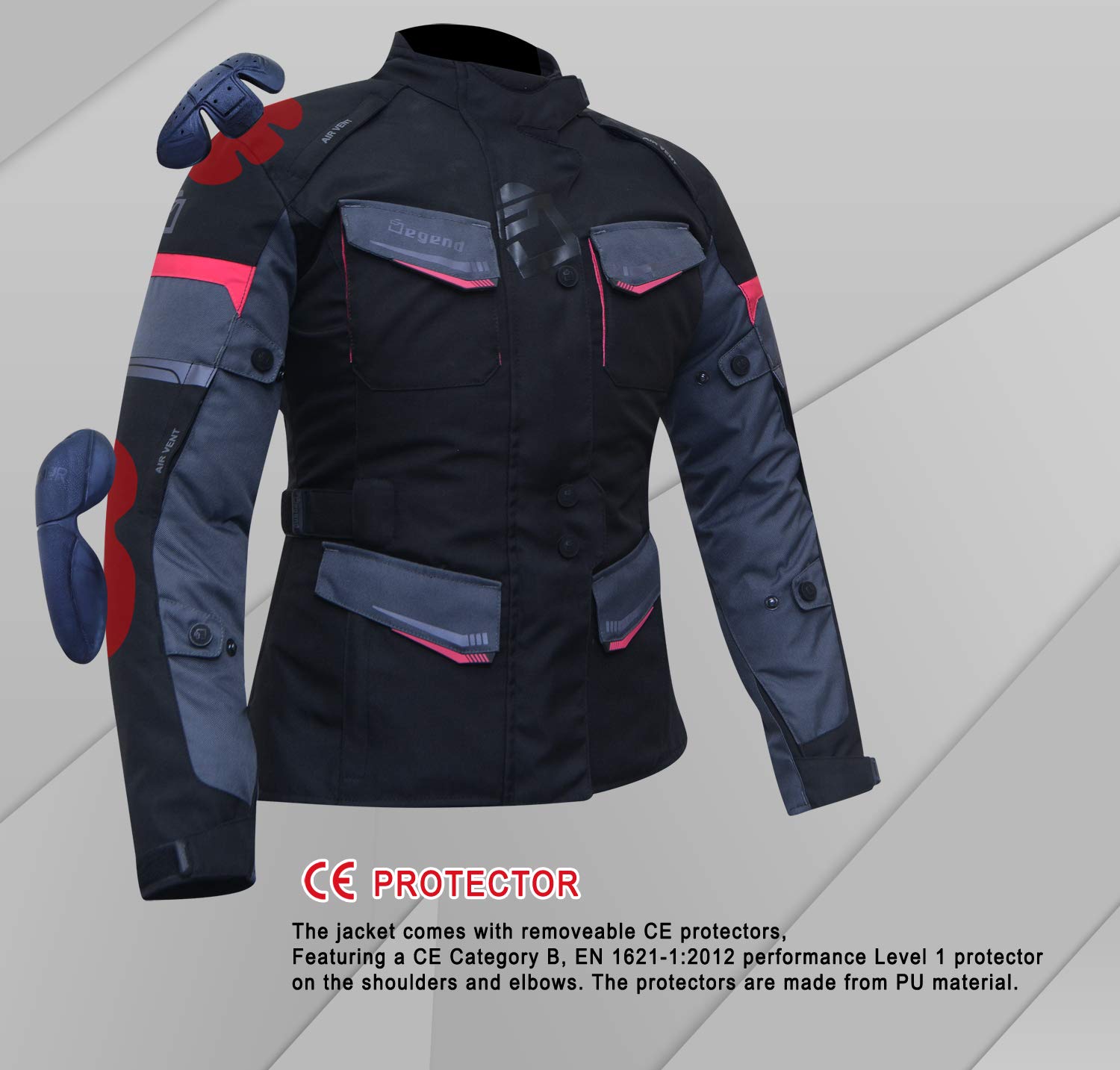TRAVEL LADY | Motorradjacke Damen mit Protektoren [ Schulter & Ellbogen ] Motorrad Trail Jacke + Herausnehmbares Winterfutter - Homologiert