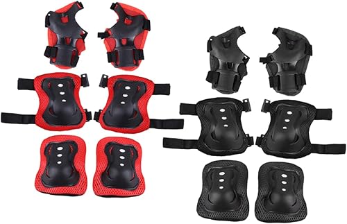 Kisangel 6 unidades de muñequeras para patinaje sobre ruedas para adultos, coderas para adultos, almohadillas de patinaje para adultos, rodilleras,