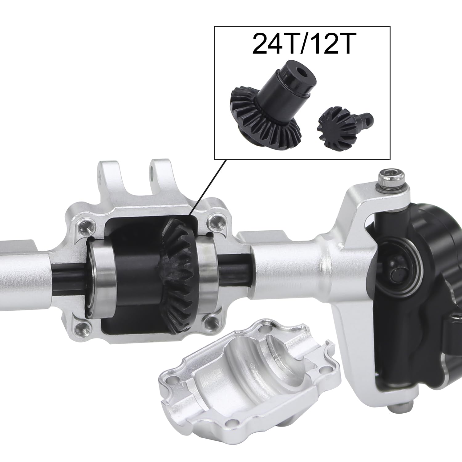 Samix Aluminum Front Steering Knuckle 2 pcs Black For FMS FCX24 FCX24...