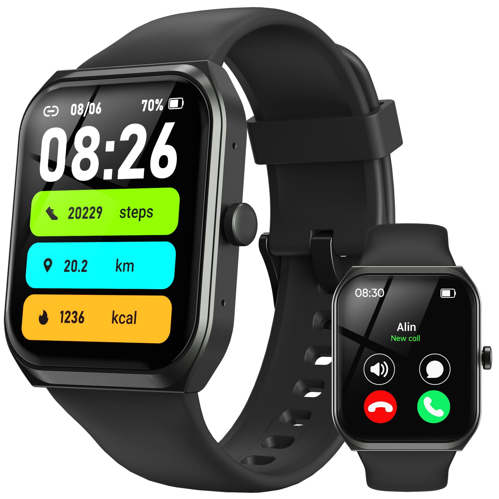 Reloj Inteligente Hombre Mujer - 1,91" HD Smartwatch Hombre con Llamada Bluetooth,Notificación,Reloj deportivo con 112+ Deportes,Pulsómetro, Monitor de Sueño,240+ Diales,Podómetro,para Android iOS