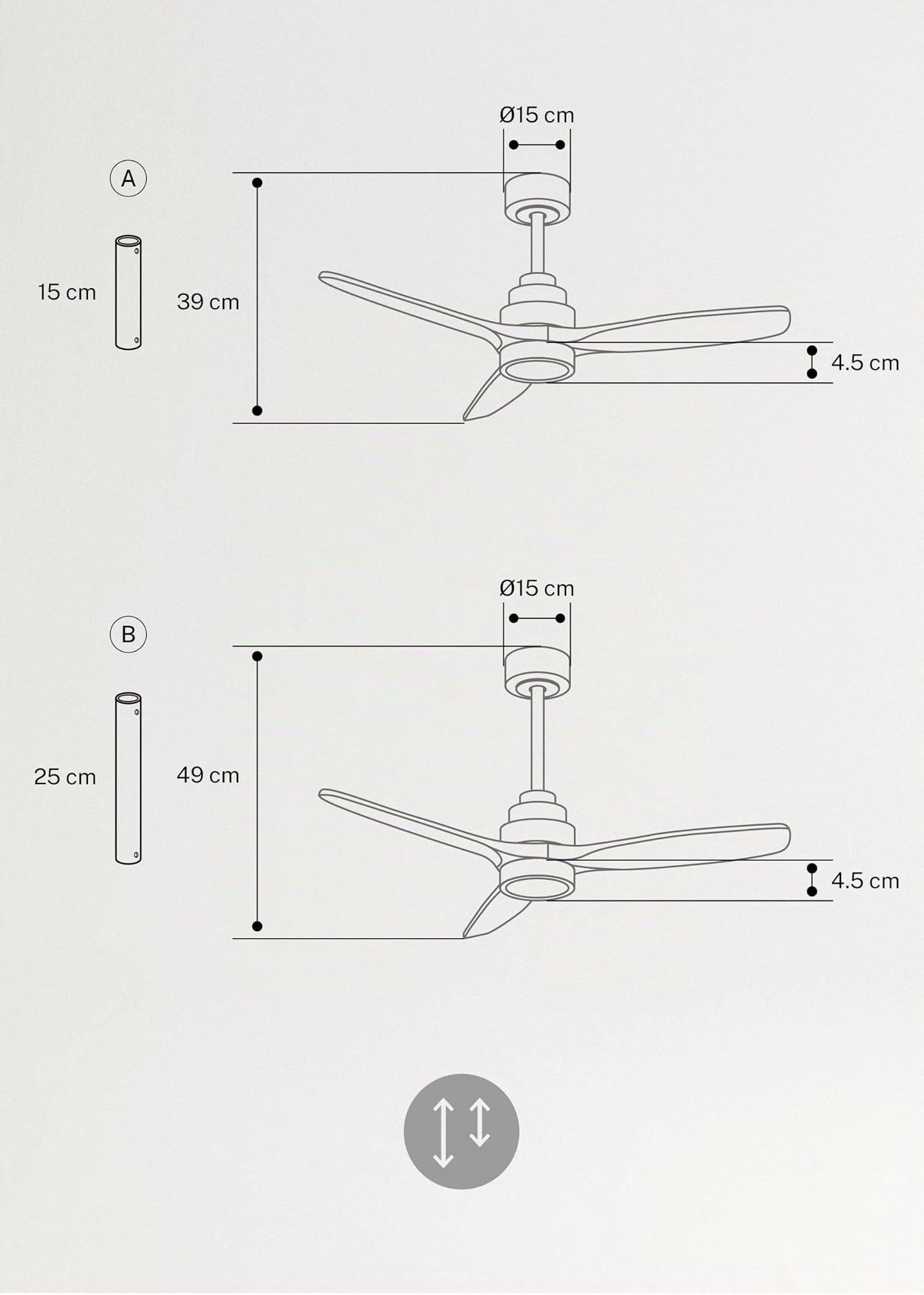 CREATE / WINDSTYLANCE S/Ventilador de techo ABS con luz níquel aspas efecto madera clara con Wifi y mando / 40W, Temporizador, Ø112 cm, 6 velocidades, temporizador, verano-invierno, doble altura
