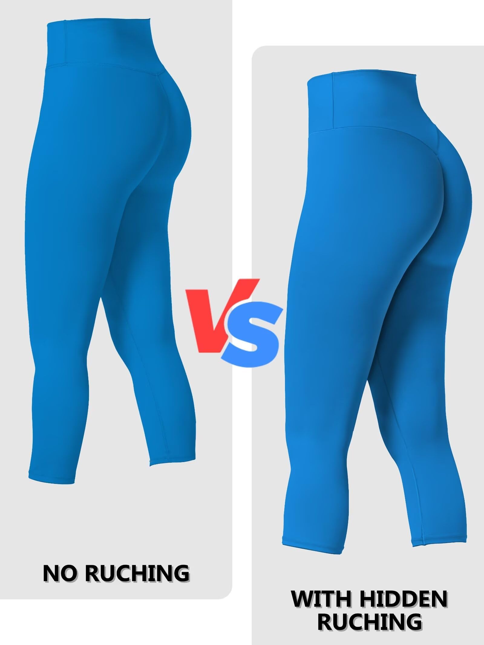 Sunzel Sunzfly - Leggings Capri con Trasero Oculto, Cintura Alta, Suaves, recortados, para Entrenamiento, Gimnasio, Yoga, con Control de Abdomen, Azul clásico, Small