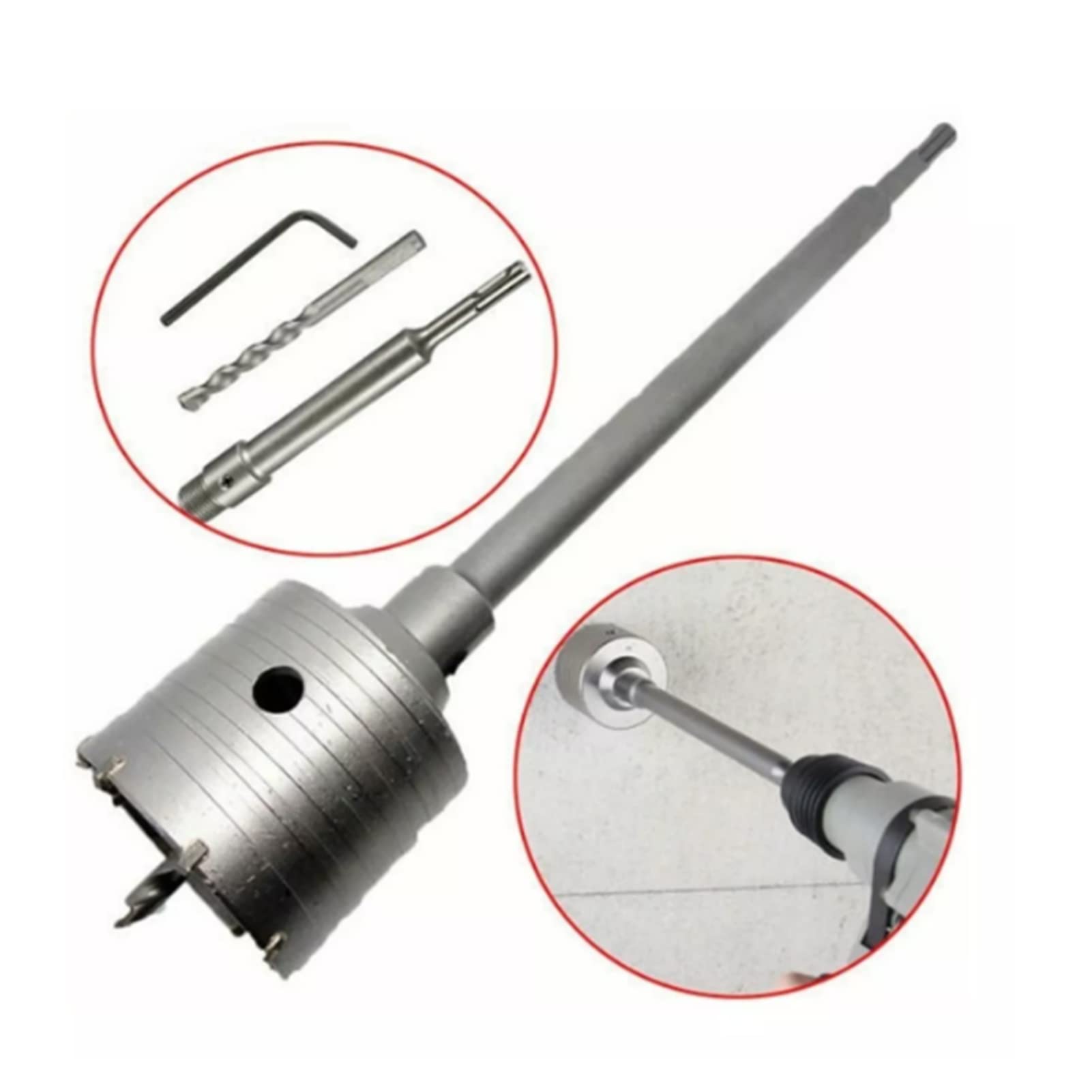Glomora 200mm Wall Hole Drill Bit Set, High-Speed Steel Hole Saw Kit with Cemented Carbide Cutter for Air Conditioning Installation