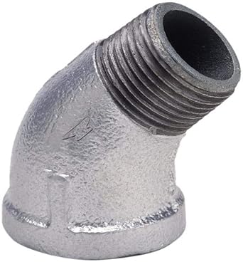 Anvil 8700128401, Malleable Iron Pipe Fitting, 45 Degree Street Elbow, 1/4" NPT Male x NPT Female, Galvanized Finish