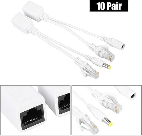 Miniatura 7 de Sonew Cámara IP POE RJ45 Cable Power Over Ethernet Adaptador Inyector + Divisor DC 12 V 10 Par