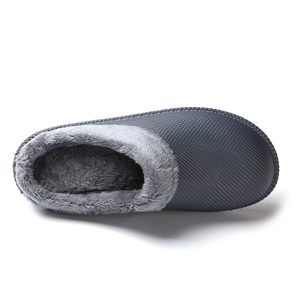 Zapatillas impermeables para hombre y mujer, para casa, con forro de piel, para invierno, zapatos de jardín, suela antideslizante