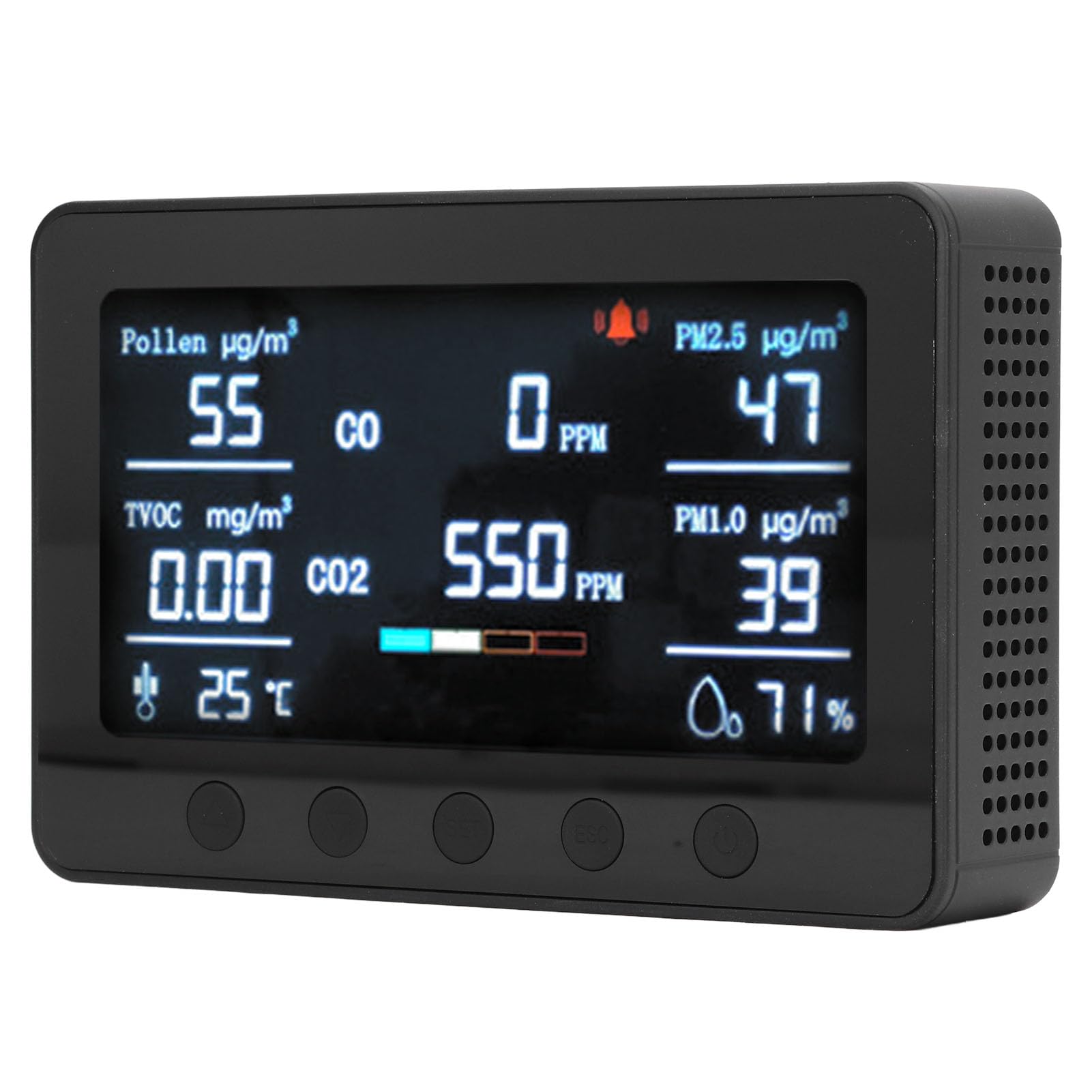 ViaGasaFamido Tester per Rilevatore di qualità Dell'aria per CO2 PM2.5 TVOC Formaldeide Display da 7 Pollici per di Ventilazione per Uffici Domestici (Spina europea)
