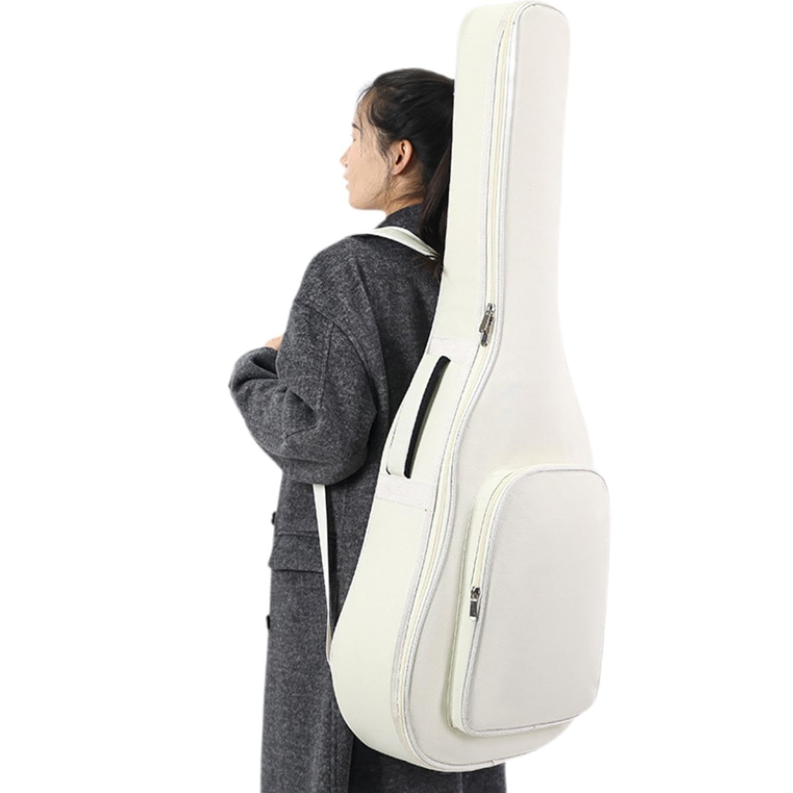 Custodia per Chitarra Da 41 Pollici con Cinghie Regolabili per Eventi All'aperto, Bianco