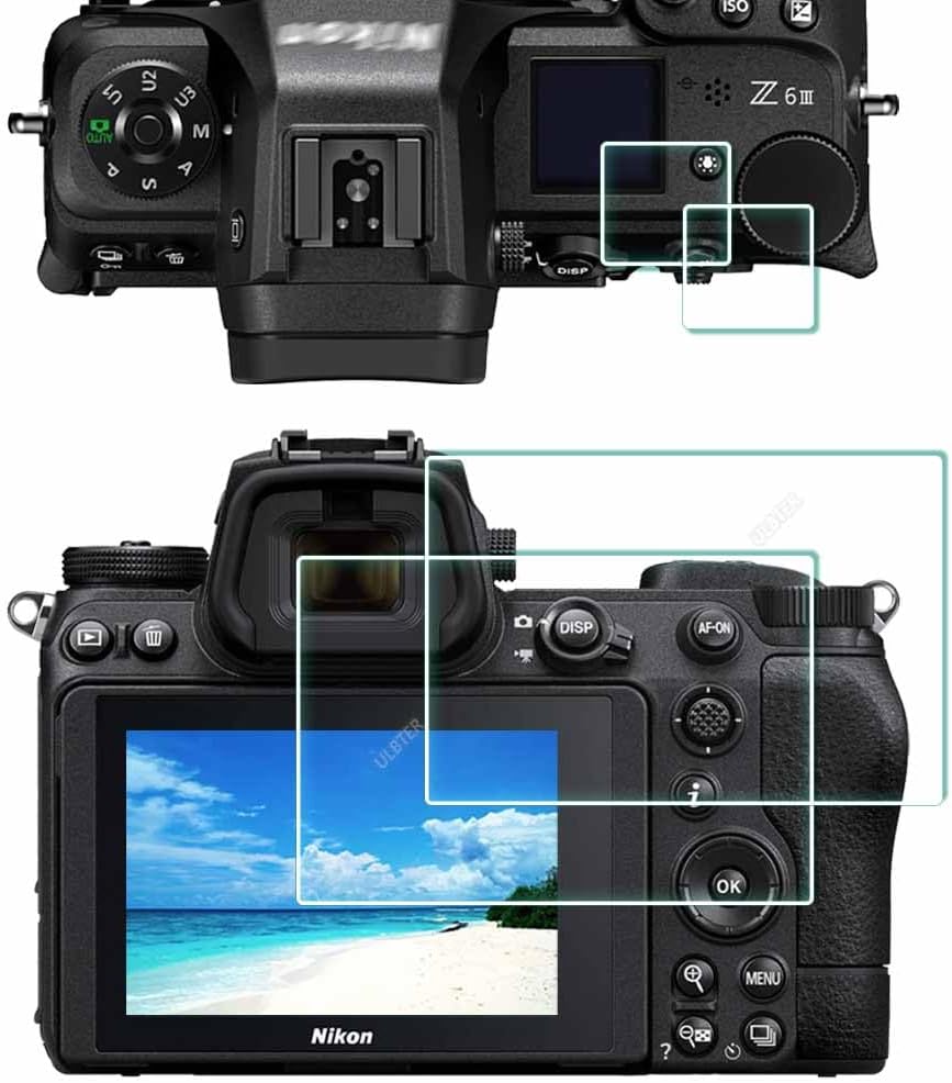 Top + Screen Protector for Nikon Z6 III Z 6III Z6III Z6 III Camera [2+2Pack], 0.3mm 9H Hardness Tempered Glass Cover Anti-Scrach Anti-Fingerprint Anti-Bubble-3 Pack