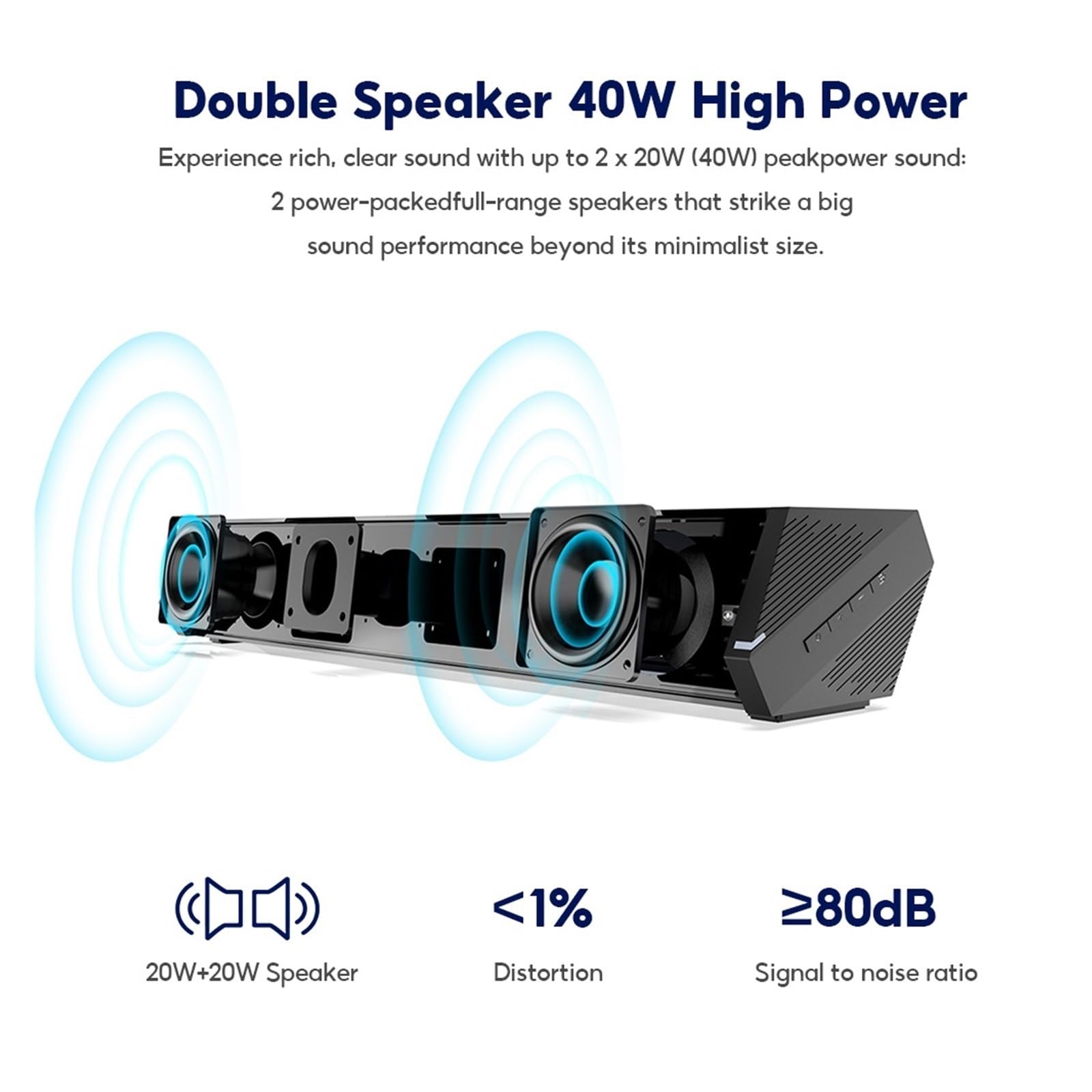 Soundbar Audio Con Subwoofer For TV Di Casa, Surround HD Wireless Bluetooth 2.1 For Giochi Su PC Esperienza Cinematografica