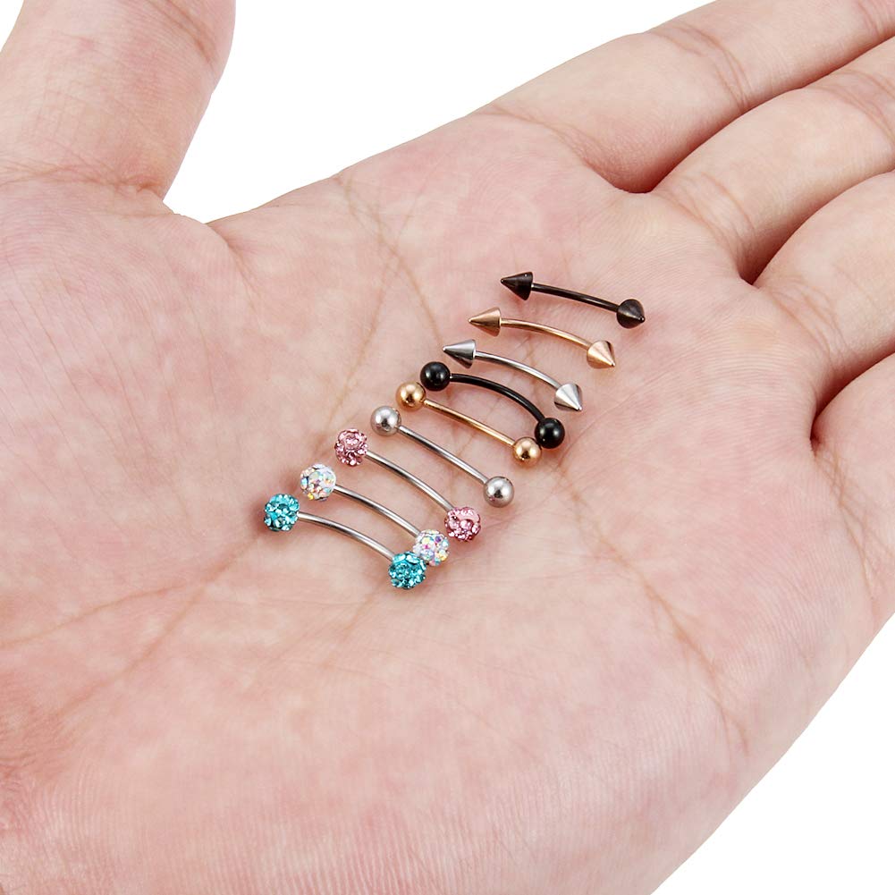 Lcolyoli Bauchnabelpiercing aus Chirurgenstahl, 20 g, für Damen und Herren, 10 mm, 9–12 Stück, Metall Kristall, Zirkonia