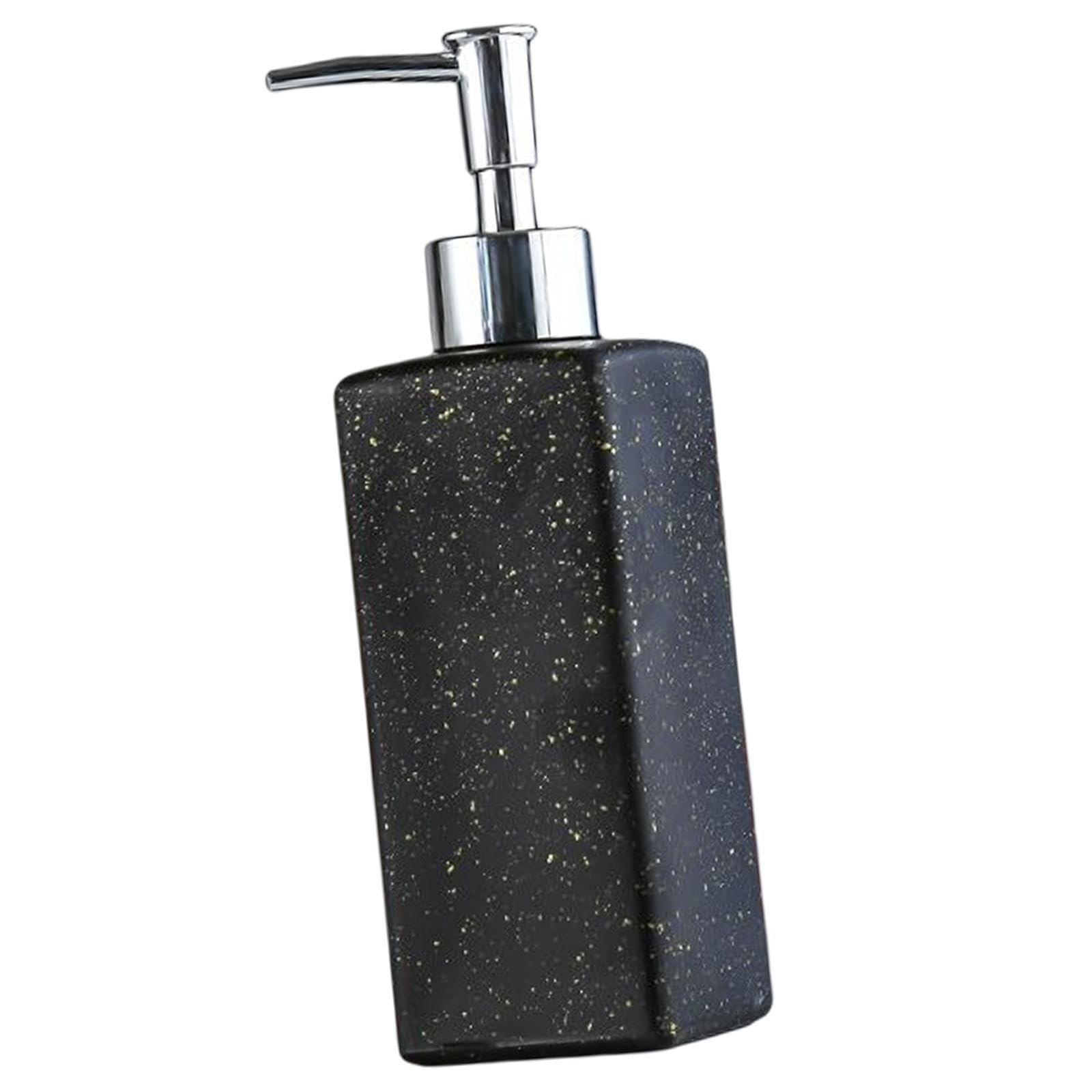 PIXZCSA Innovative Bathroom Accessories Marble Pattern Soap Dispenser 350ml Ceramic Liquid Pump Bottle Shower Gel And Lotion Marble Pattern Lotion Bottle, Black Print Dotted, 5.7x5.7x19.6cm