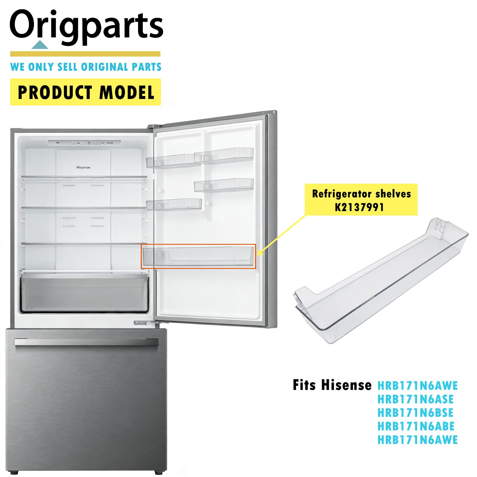 Amazon.com: ORIGPARTS K2137991 Refrigerator Long Door Bin Middle