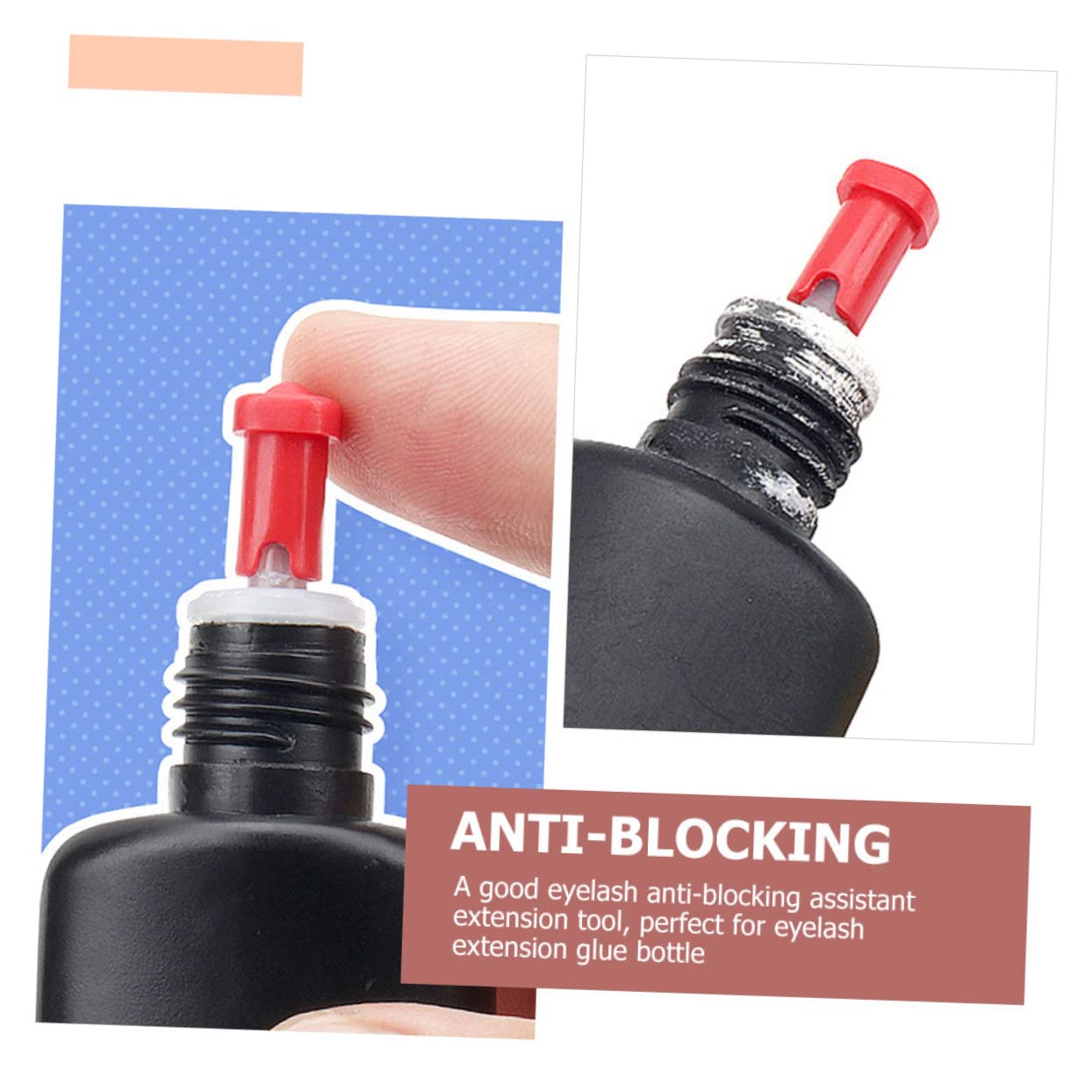Didiseaon 300 Piezas Aguja De Pegamento Para Pestañas Suministros De Pestañas Aguja De Bloqueo De Botella De Pegamento Pasador De Pegamento De Pestañas Agujas De Bloqueo El Plastico Rojo