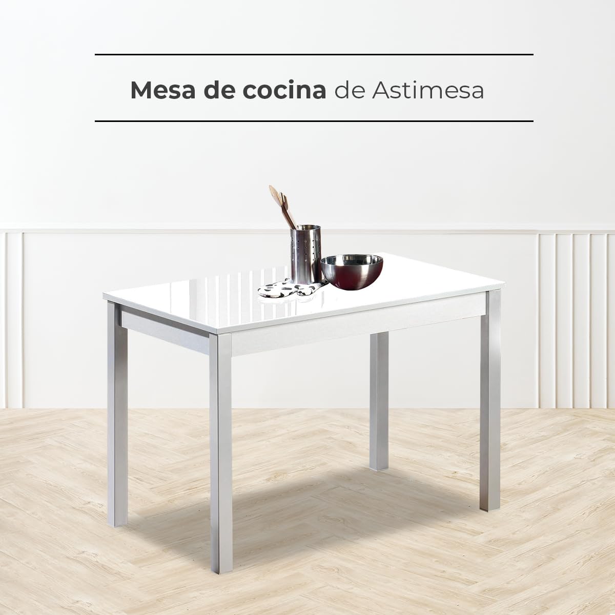 ASTIMESA Mesa de Cocina Fija Blanco 100x60 cms