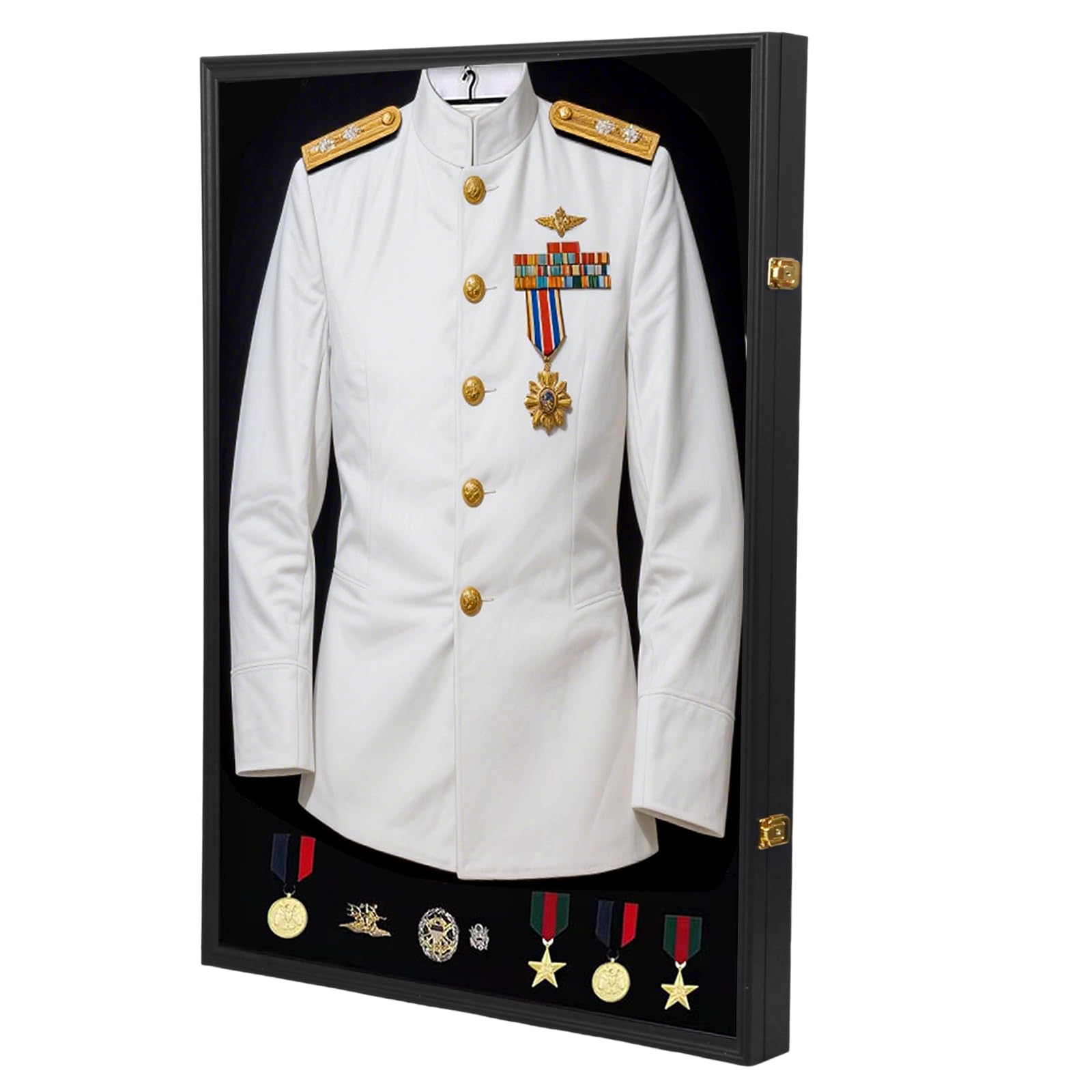 Military Uniform Shadow Box Police Uniform Display Frame Clear Acrylic Surface Shadow Box with Hanger and Lock for