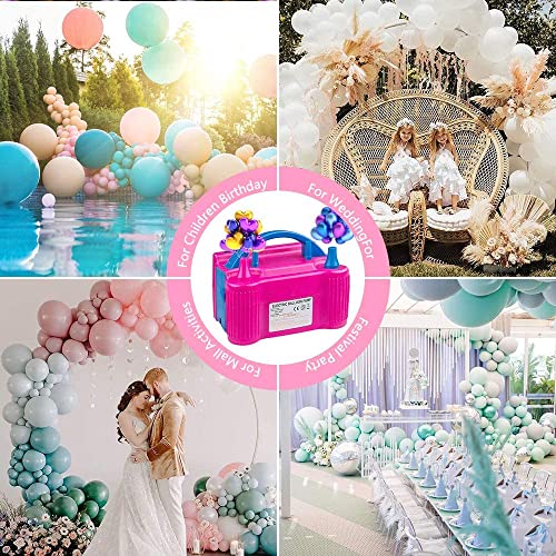 Image of Electric Air Balloon Pump with 2 Tiebackers, 600W Double Nozzle Electric Balloon Inflator, Automatic and Semi-Automatic Mode, for Party Decoration, Birthday, Weddings and Festivals
