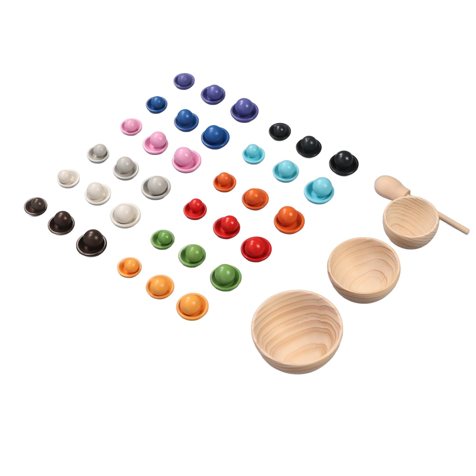 Alomejor Hölzernes Farbsortierkugel-Becherspielzeug mit 36 ​​Regenbogenbällen für Kleinkinder Im Vorschulalter, Lern- und Bildungsspiel