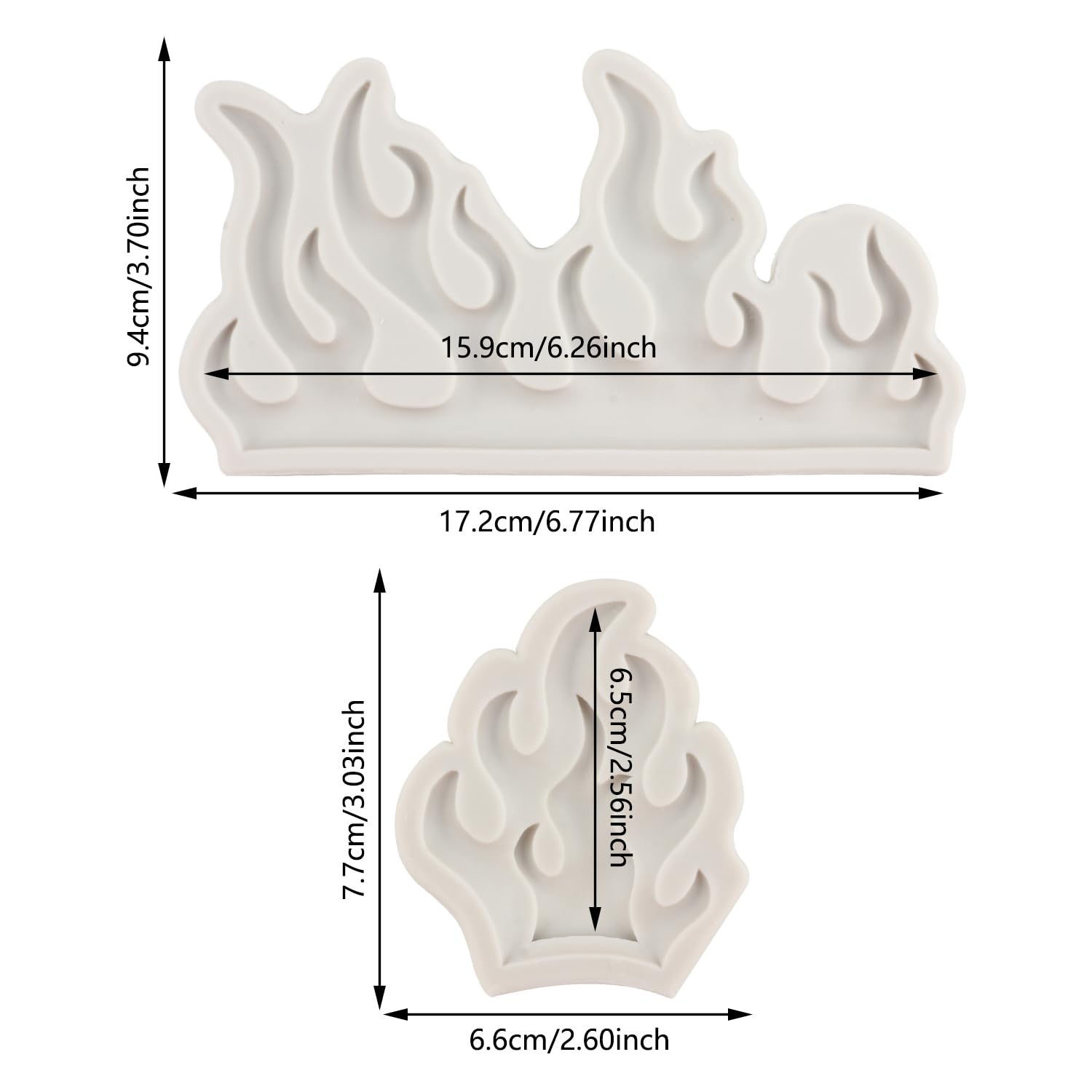 MYPRACS Flame Fondant Moulds Fire Cake Decorating Silicone Mould for Sugar Craft Cake Decorating Cupcake Topper Polymer Clay Candy Chocolate Gum Paste Set of 2 - Image 2