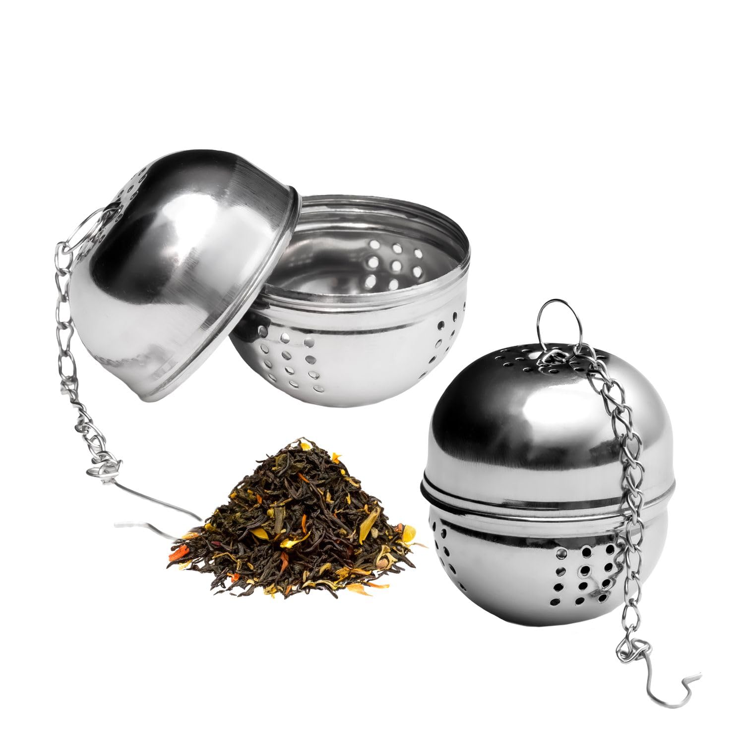 Intirilife 2x sitko do herbaty ze stali nierdzewnej - jajko do herbaty z przyprawami, sitko wielokrotnego użytku, filtr do herbaty do zawieszenia na herbatę sypką lub przyprawy