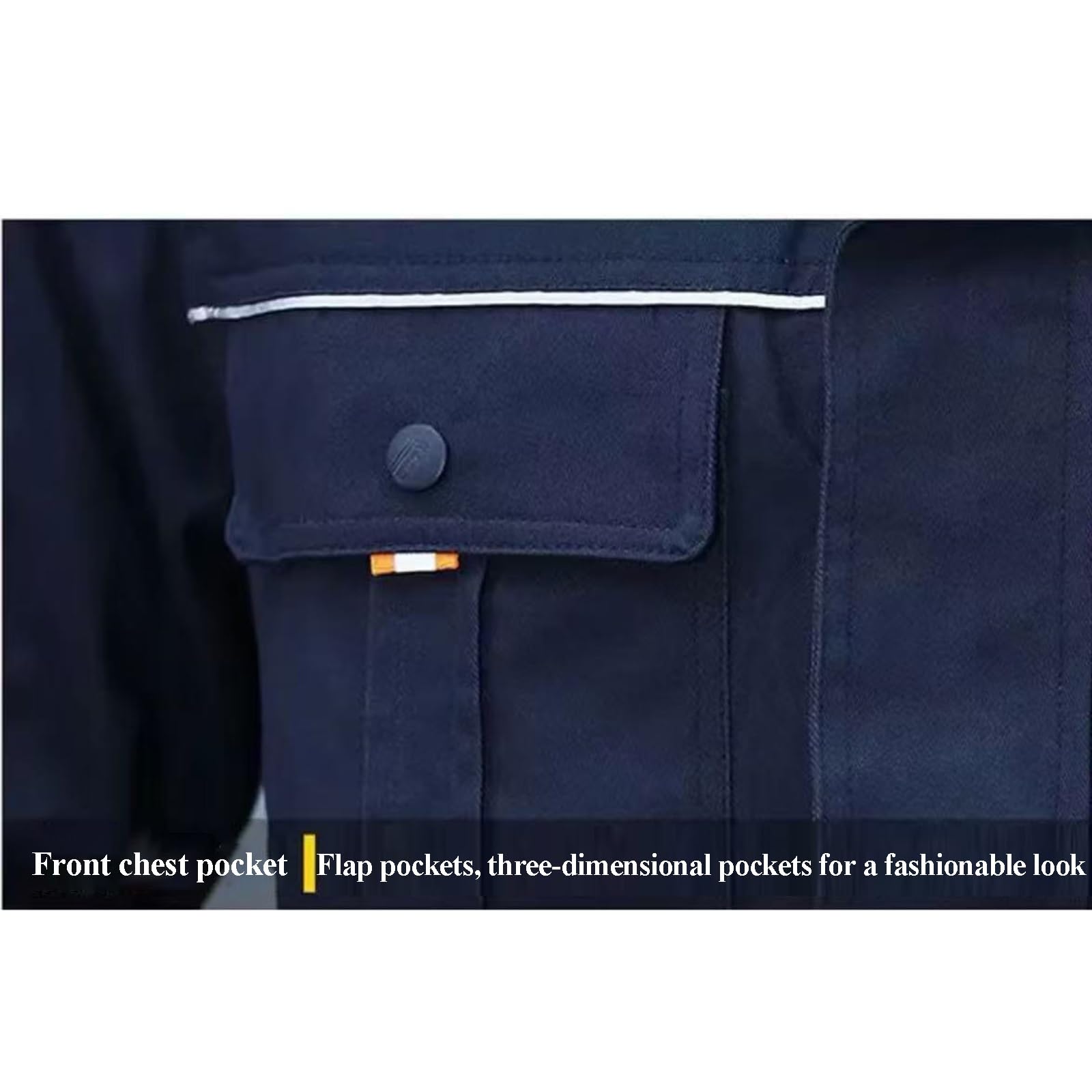 Schweißer-Arbeitsanzug aus Baumwolle für Herren, verdickte Schweißerjacke mit Stehkragen, Klappkragen auf der Brust und verlustsicherer Klapptasche