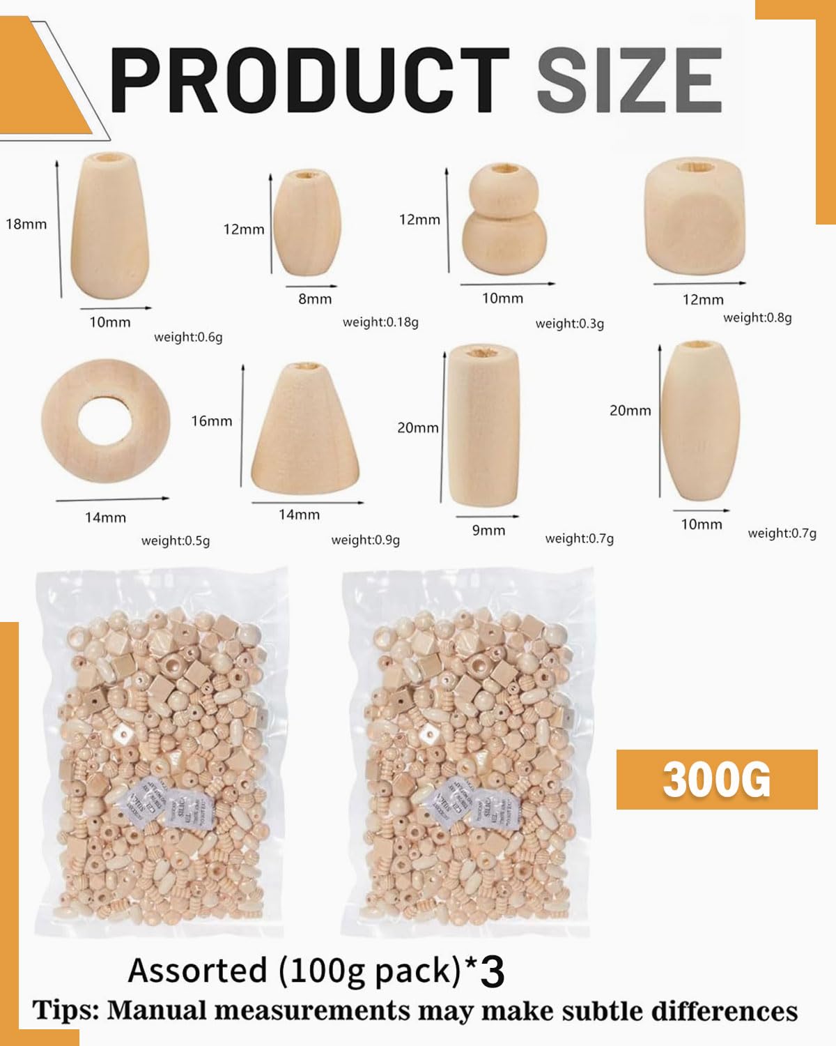 300g Set di Perline in Legno,Perline in Legno Naturale,Perline Legno Naturale Geometriche,Perline in Legno Perline di Legno Naturali Assortite,per DIY Collana di Gioielli Artigianali Bracciali